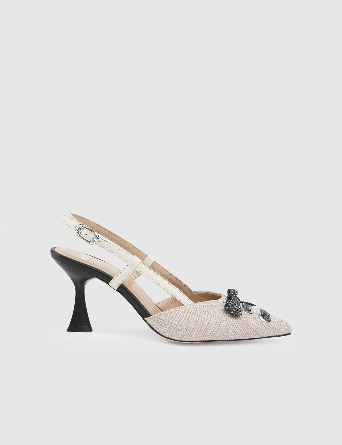 Fionna Beige Leather Linen Women's Sandal
