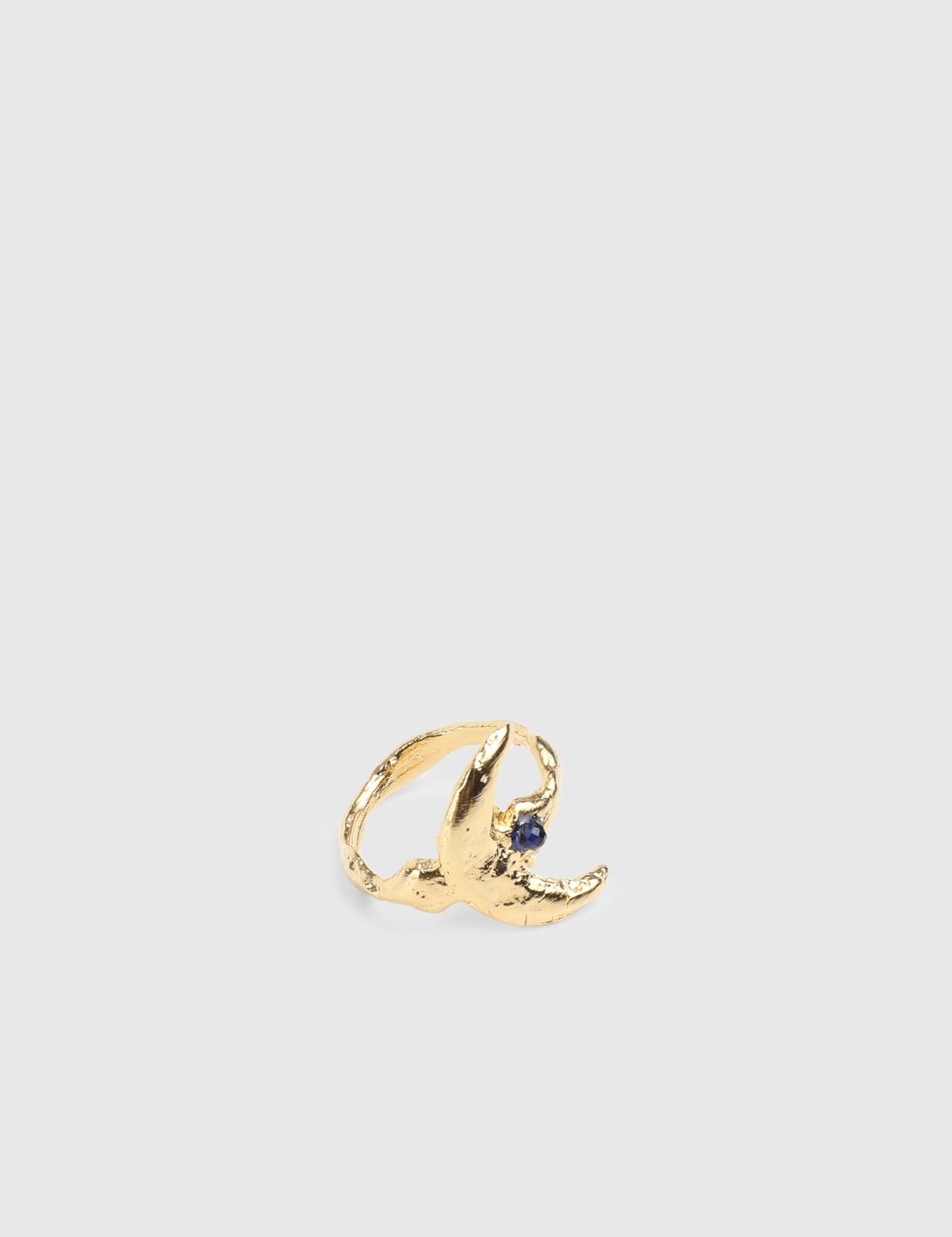 Fiora Gold Women's Ring with Navy Blue Stones