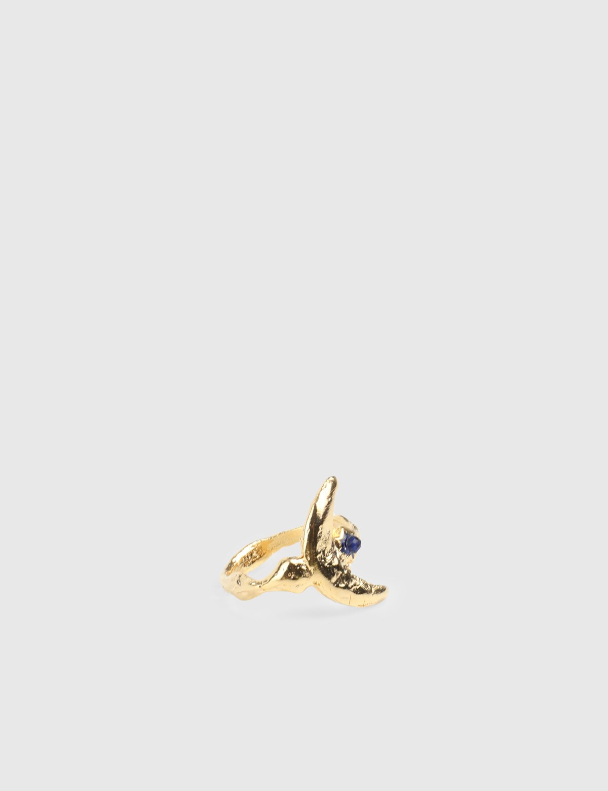 Fiora Gold Women's Ring with Navy Blue Stones