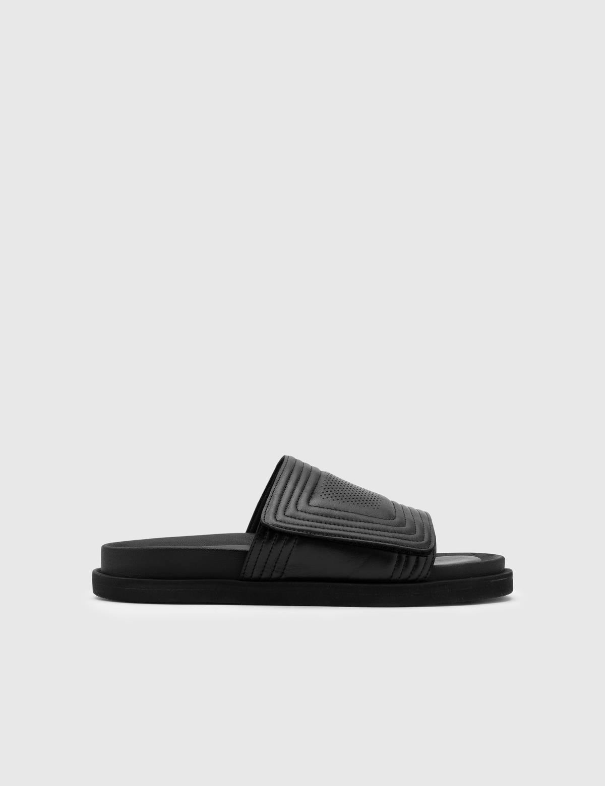 Fulvio Black Leather Men's Slipper