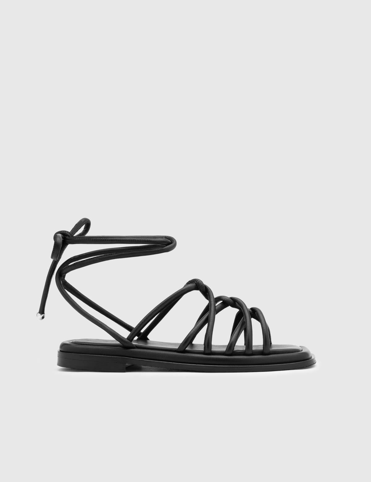 Fusae Black Leather Women's Sandal
