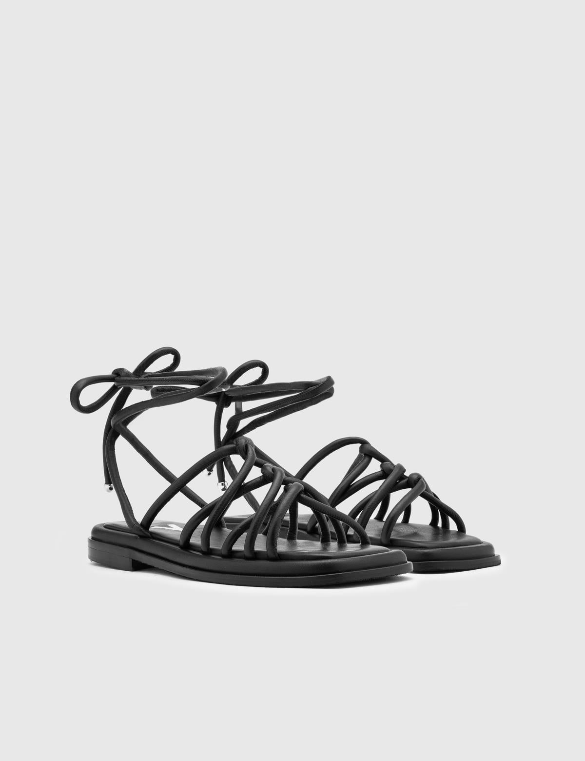 Fusae Black Leather Women's Sandal