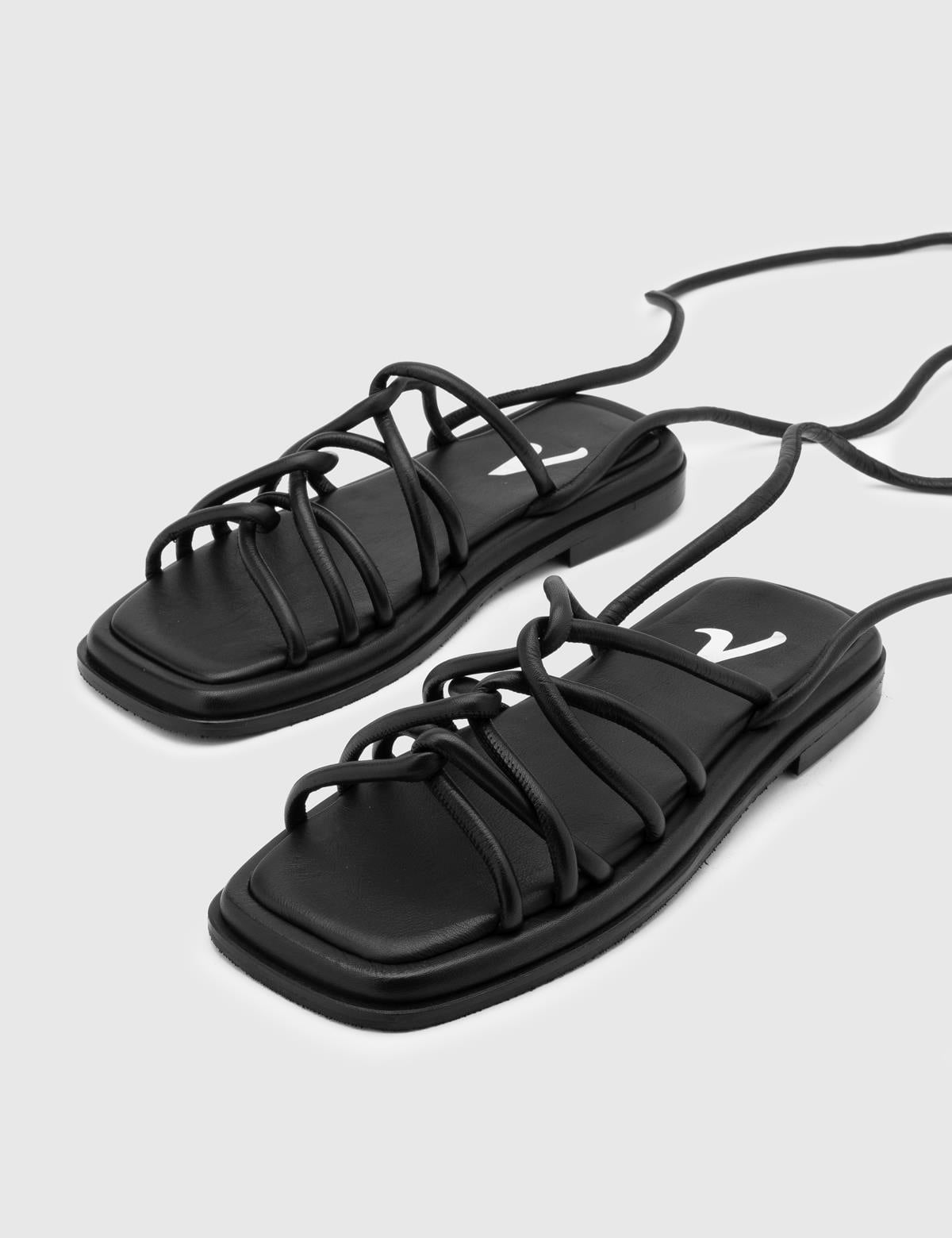 Fusae Black Leather Women's Sandal