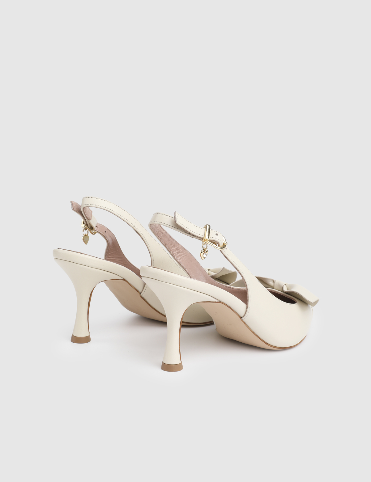 Gaelle Cream Leather Women's Heeled Sandal