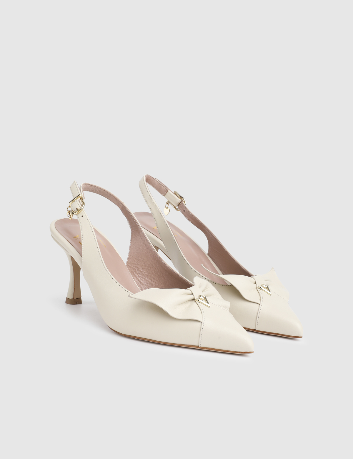 Gaelle Cream Leather Women's Heeled Sandal