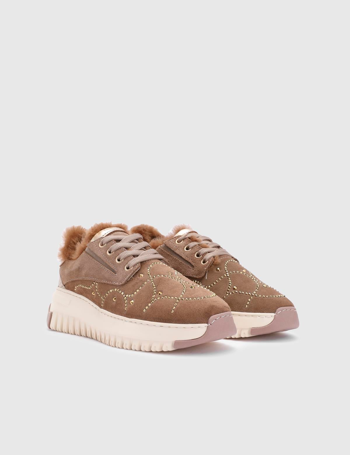 Geesje Saddle Brown Suede Leather Women's Sneaker