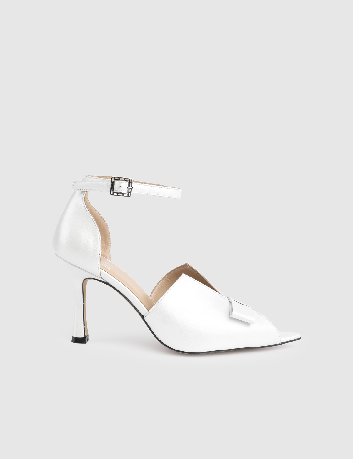Genna Pearlescent White Leather Women's Heeled Sandal