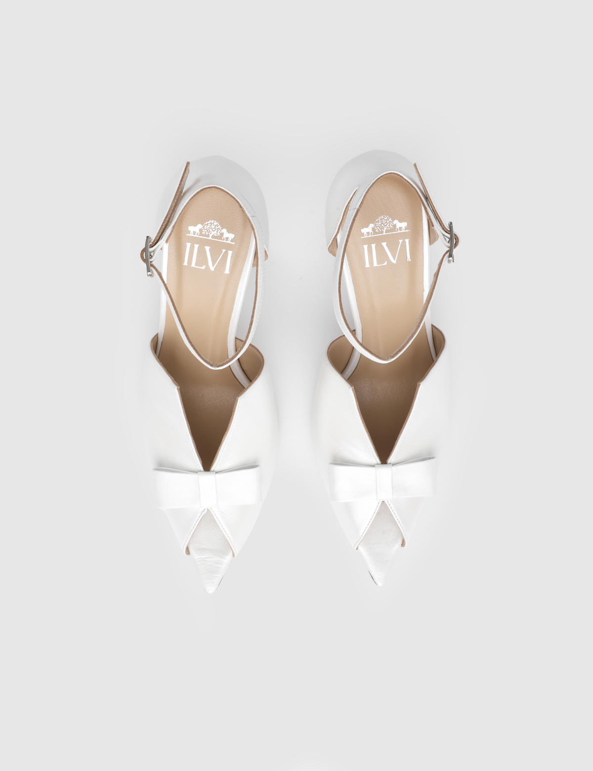 Genna Pearlescent White Leather Women's Heeled Sandal