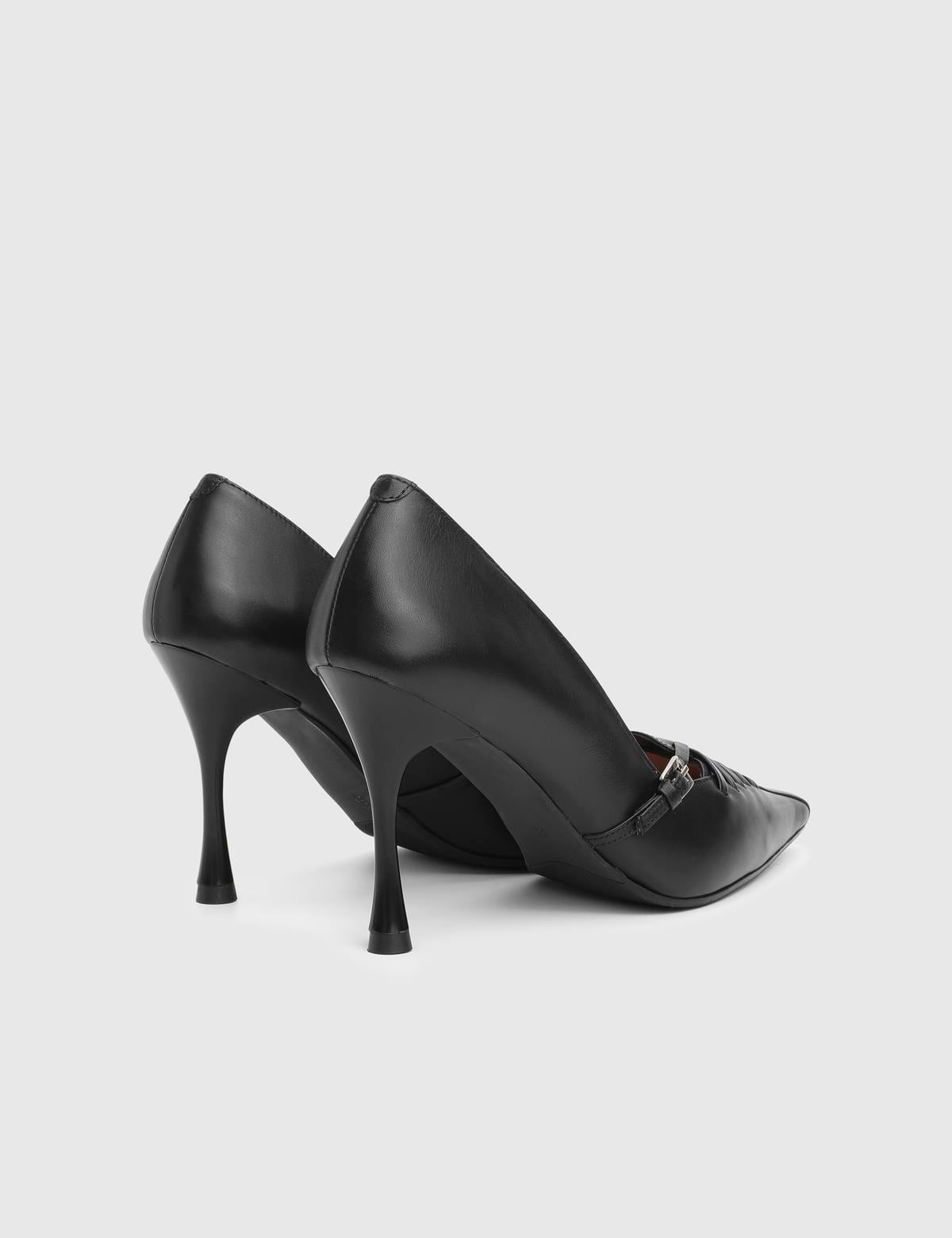 Geny Black Leather Women's Pump