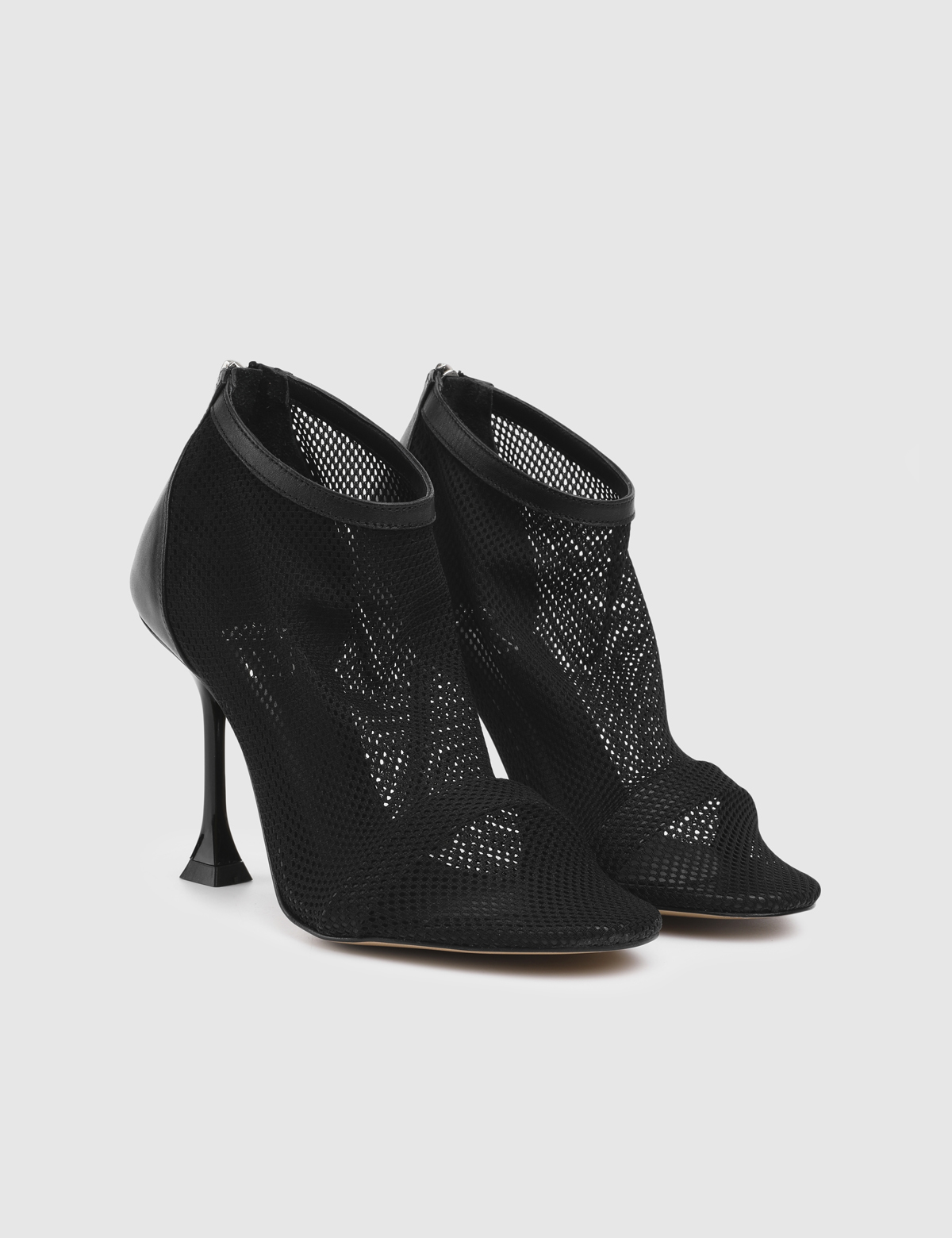 Giana Black Leather Mesh Women's Heeled Boot