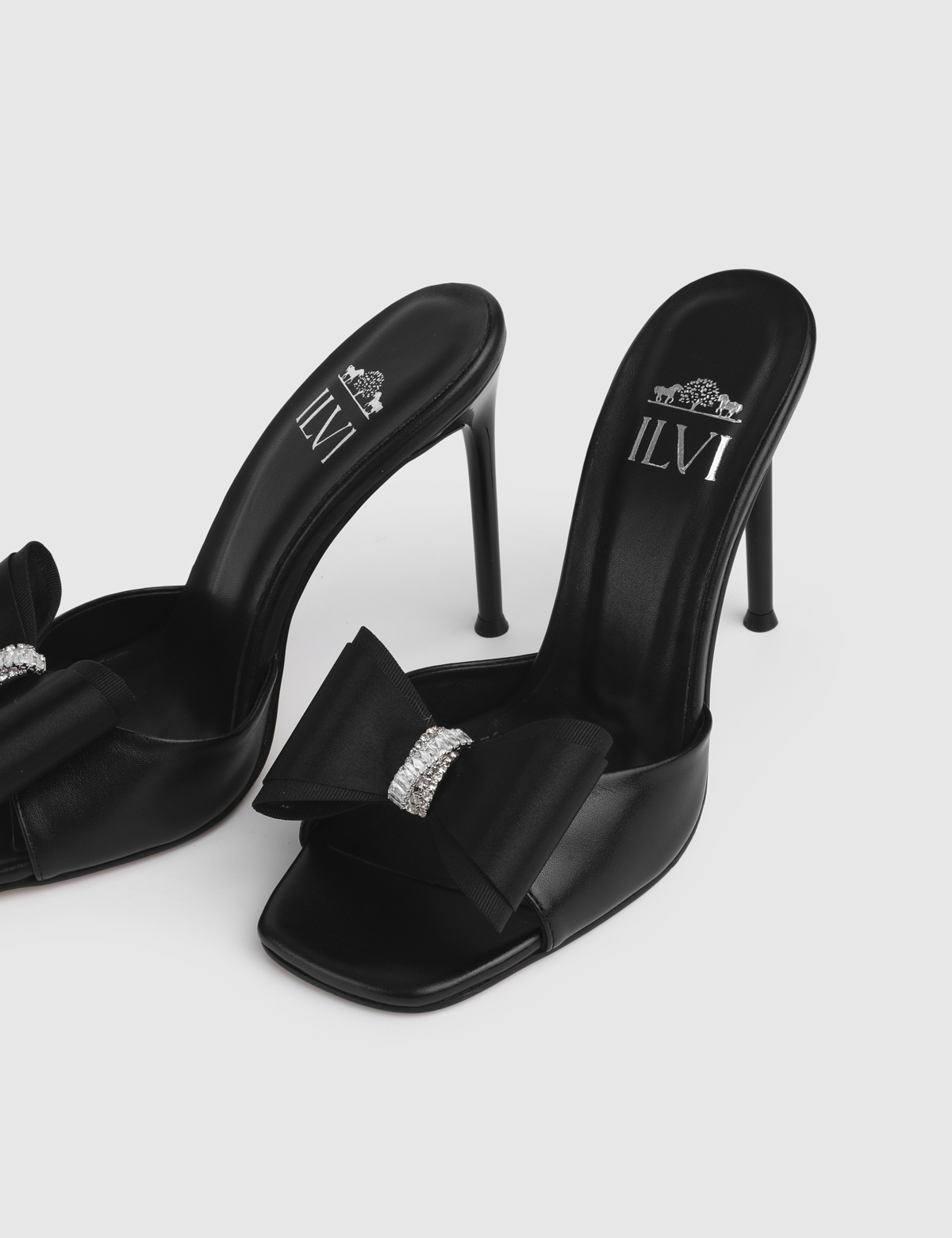Givra Black Leather Satin Women's Slide