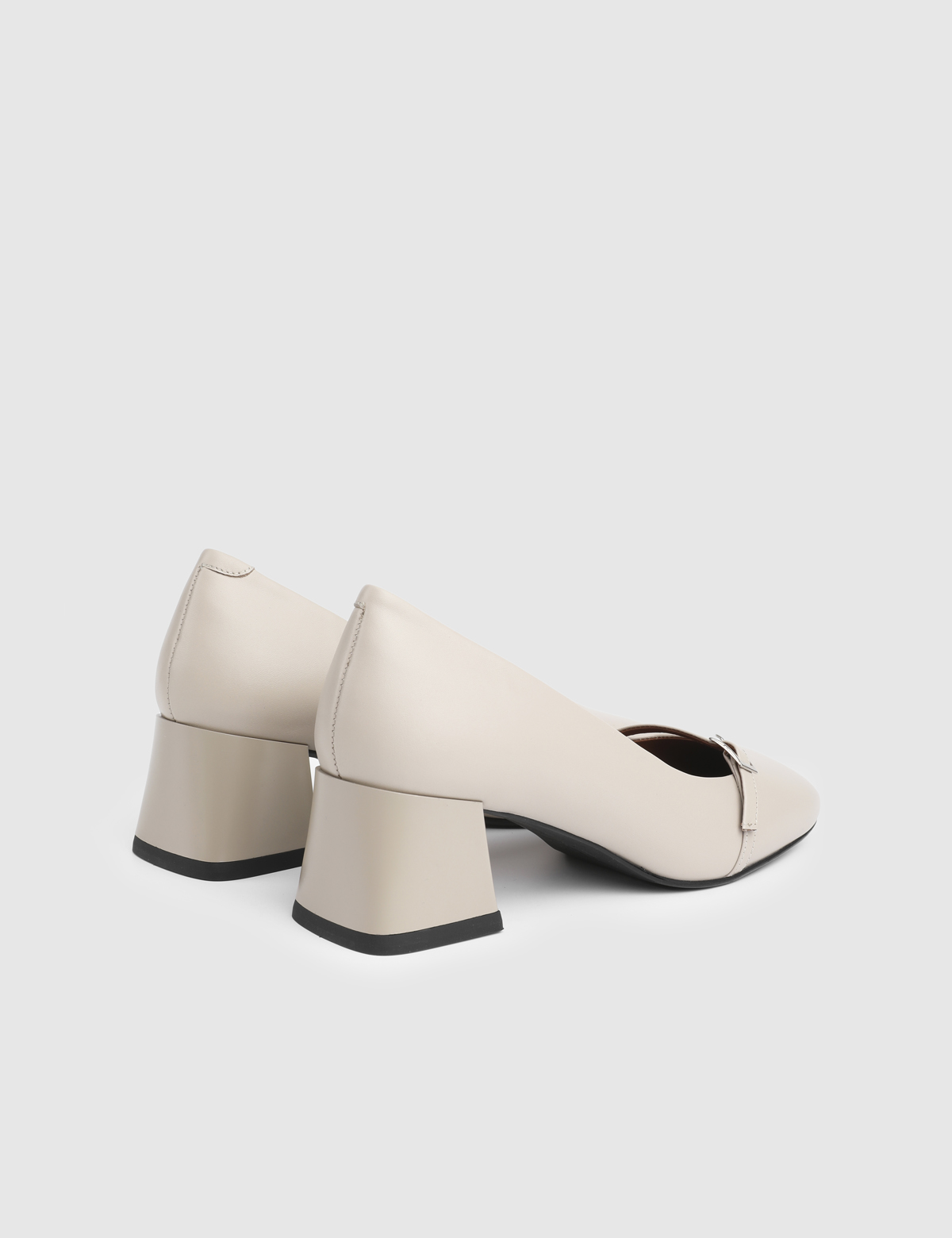 Gray Mink Leather Women's Pump