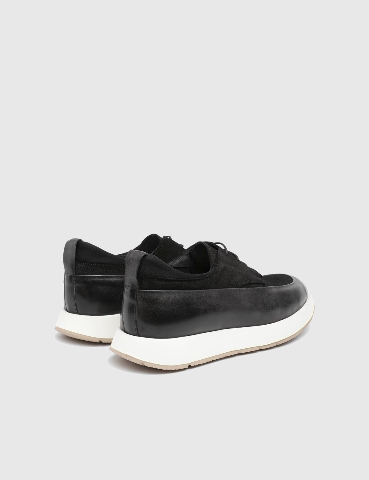 Griff Hakiki Deri ve Süet Erkek Siyah Sneaker