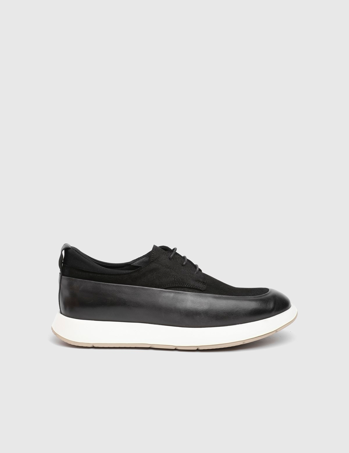 Griff Hakiki Deri ve Süet Erkek Siyah Sneaker