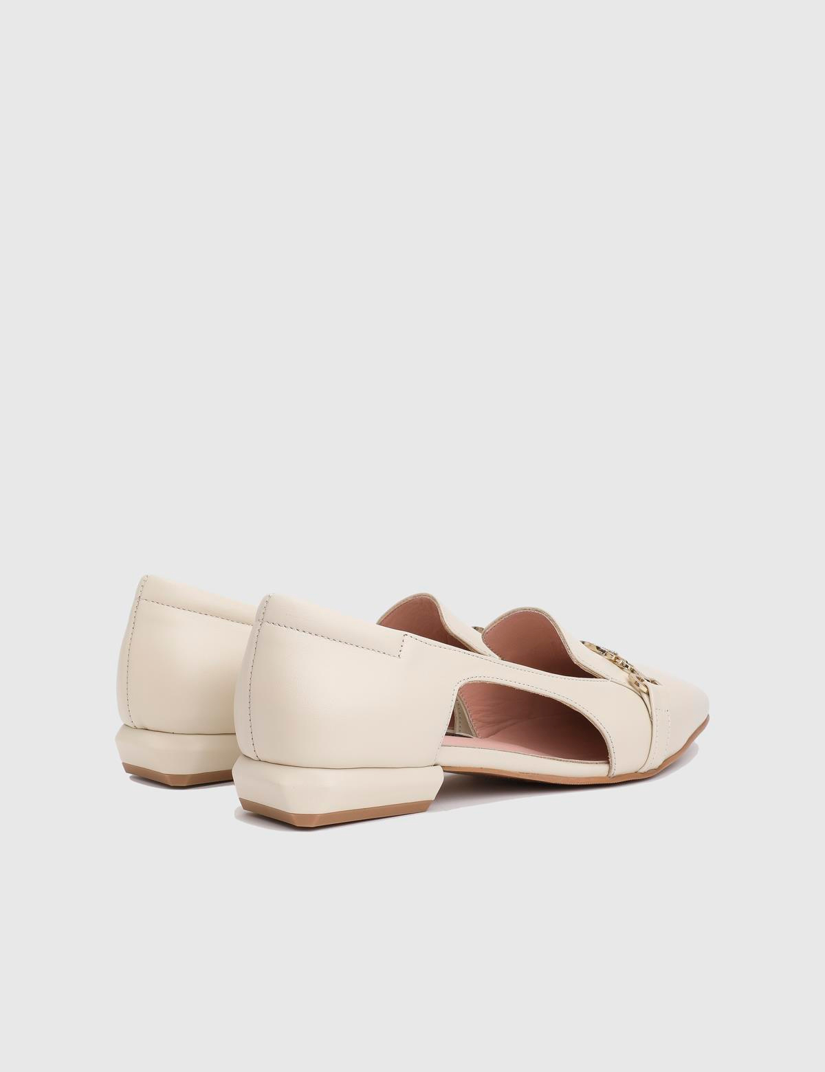 Hanna Hakiki Deri Bej Kadın Loafer