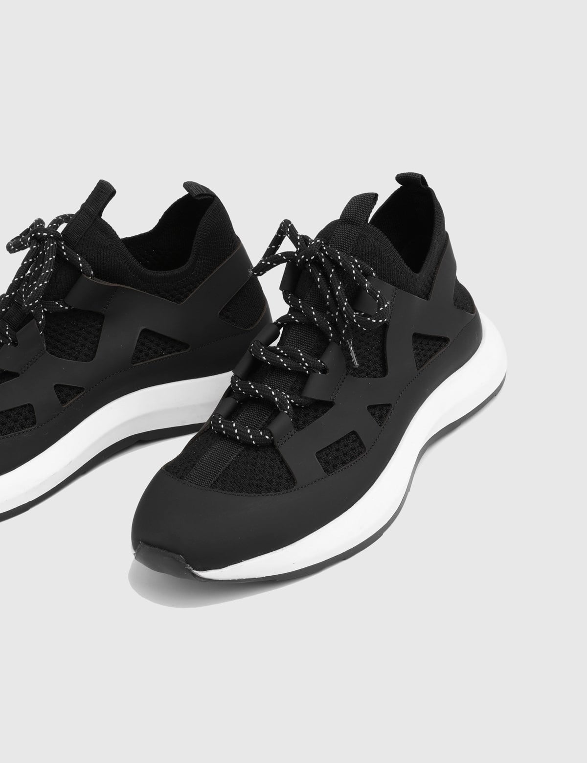 Hendrik Black Leather Tricot Men's Sneaker