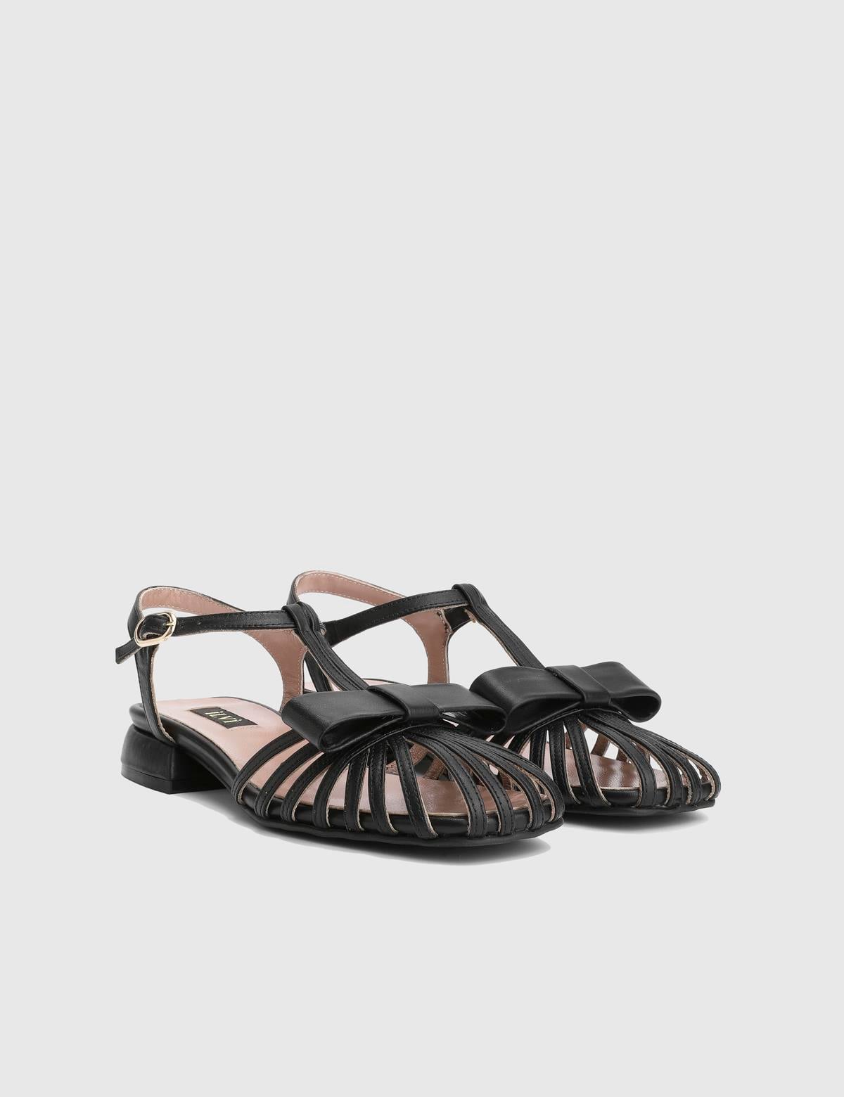 Hesper Black Leather Women's Sandal