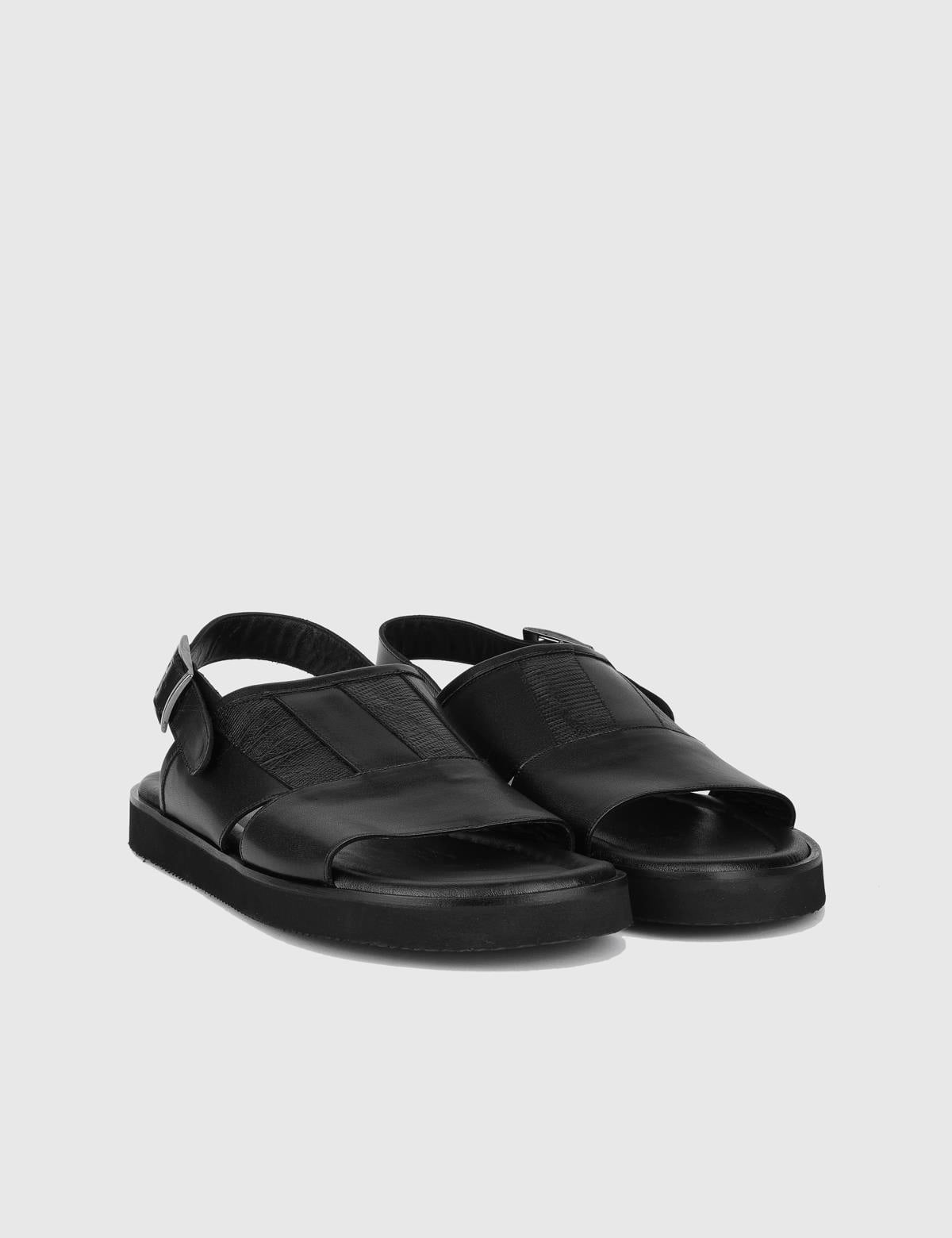 Hexham Black Leather Men's Sandal
