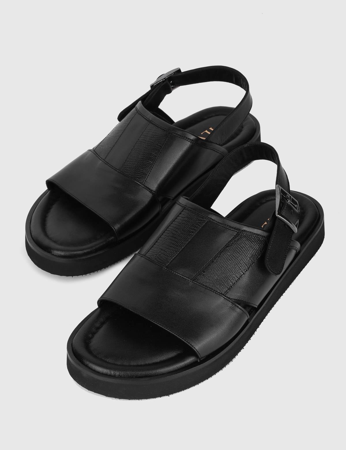 Hexham Black Leather Men's Sandal