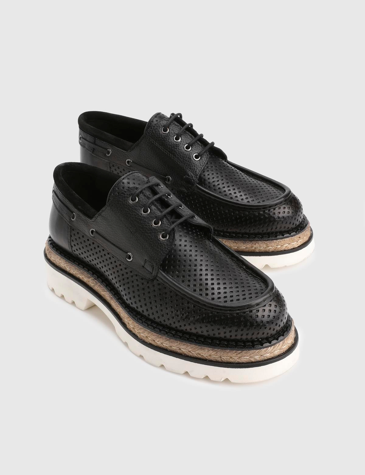 Hobart Black Leather Men's Oxford
