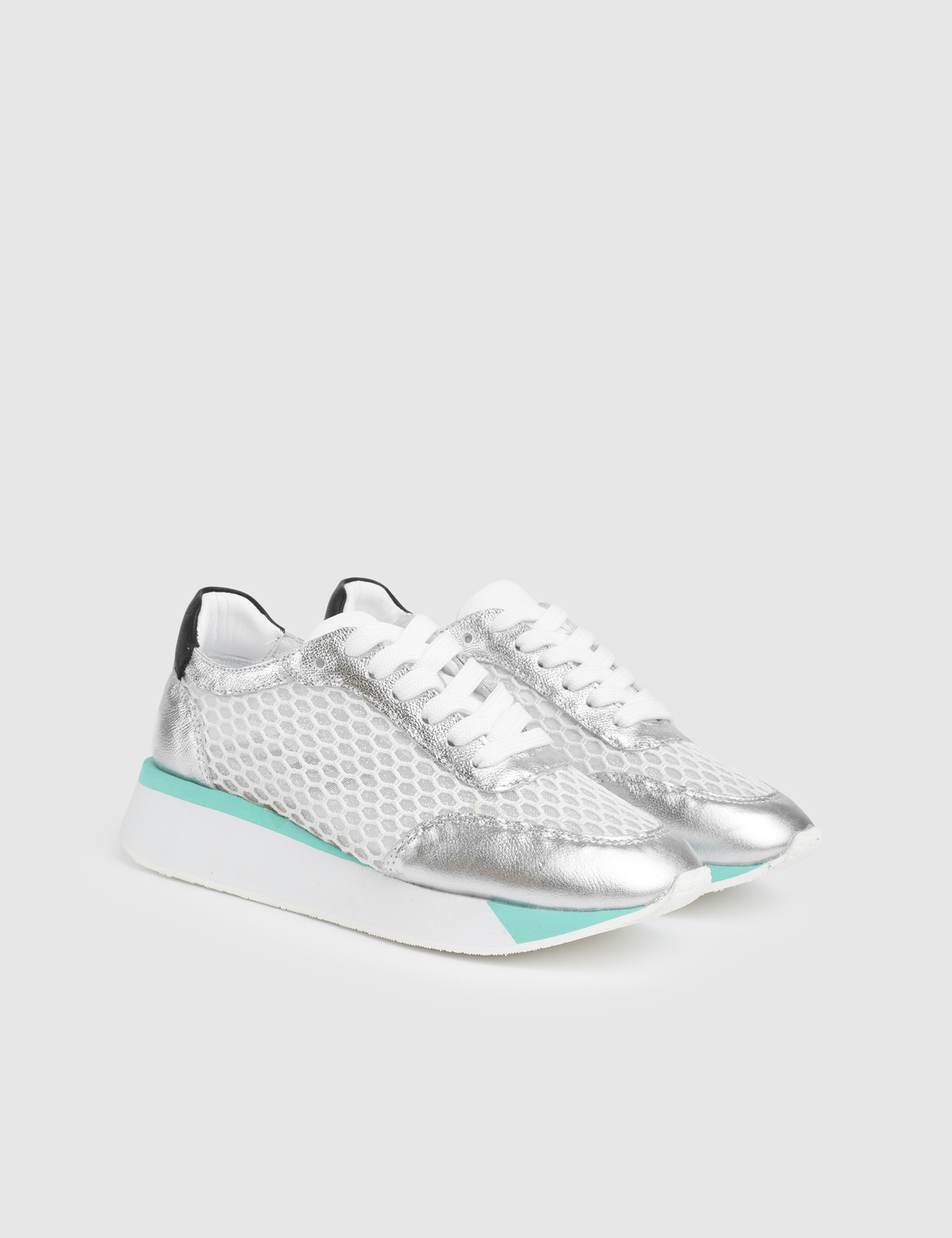 Ignite Silver Leather Mesh Women's Sneaker