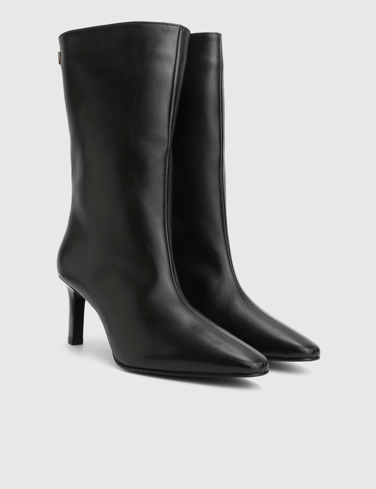 Jalen Black Leather Women's Heeled Boot