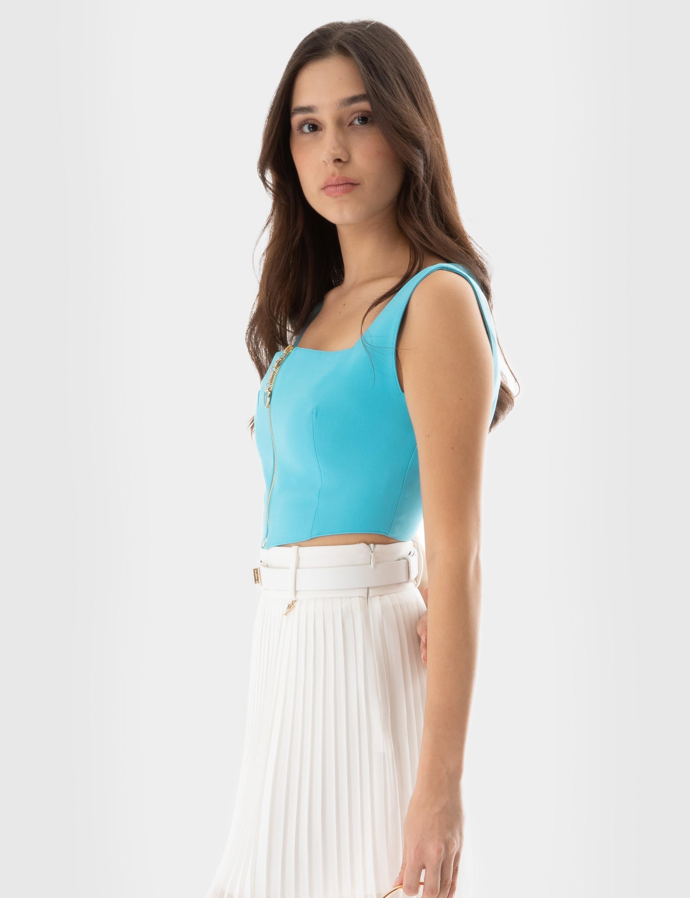 Jania Blue Women's Crop Blouse
