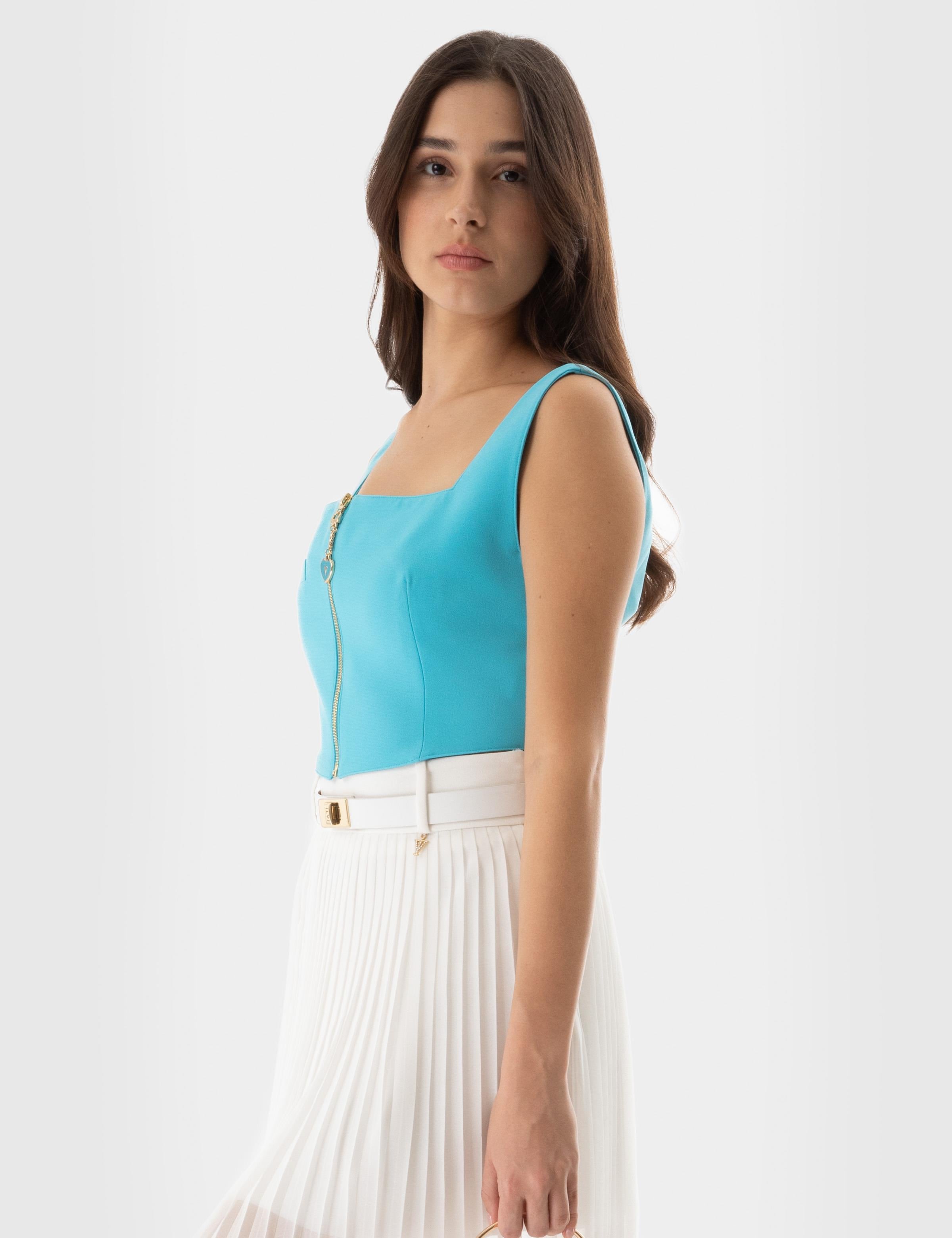 Jania Blue Women's Crop Blouse