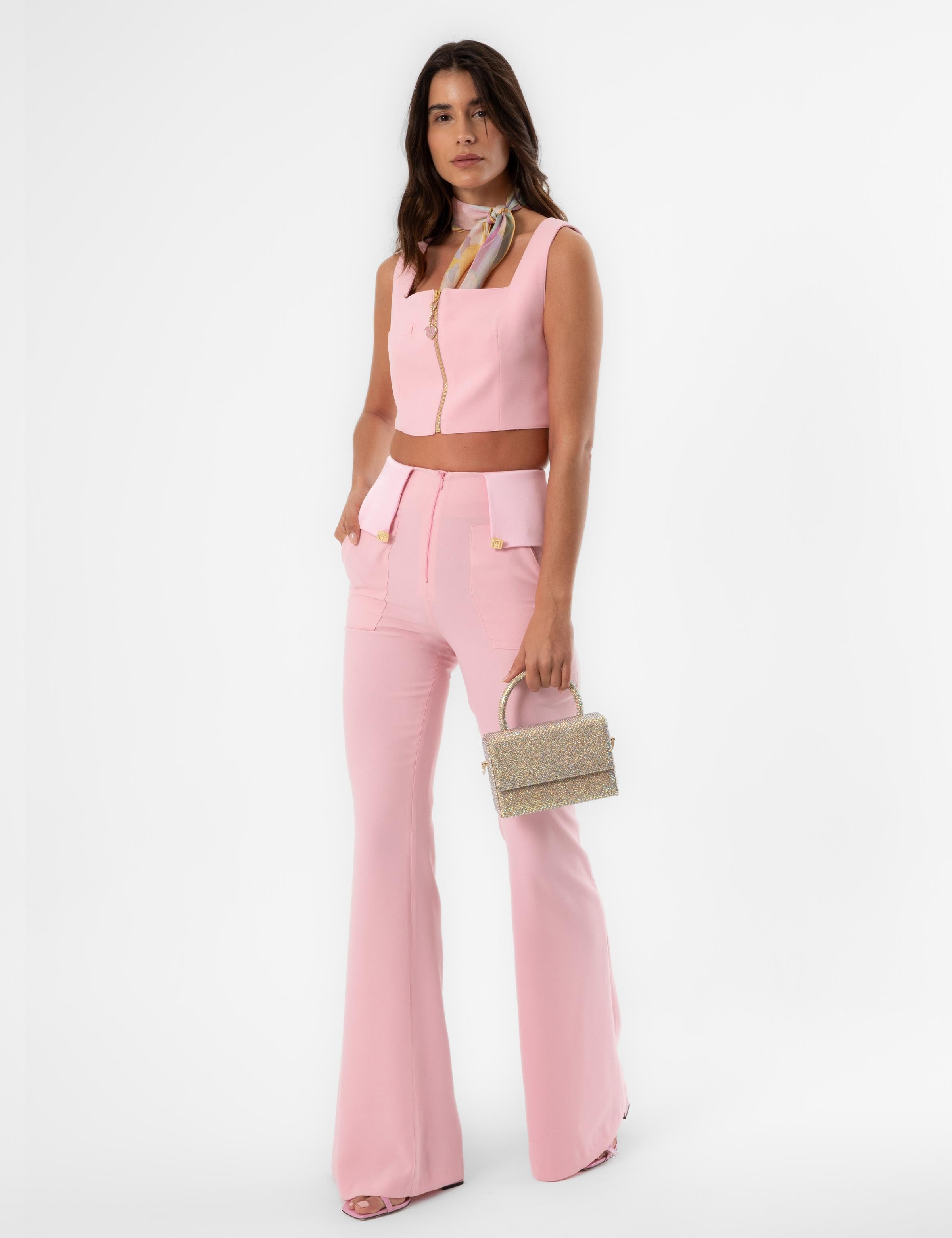 Jania Pink Women's Crop Blouse