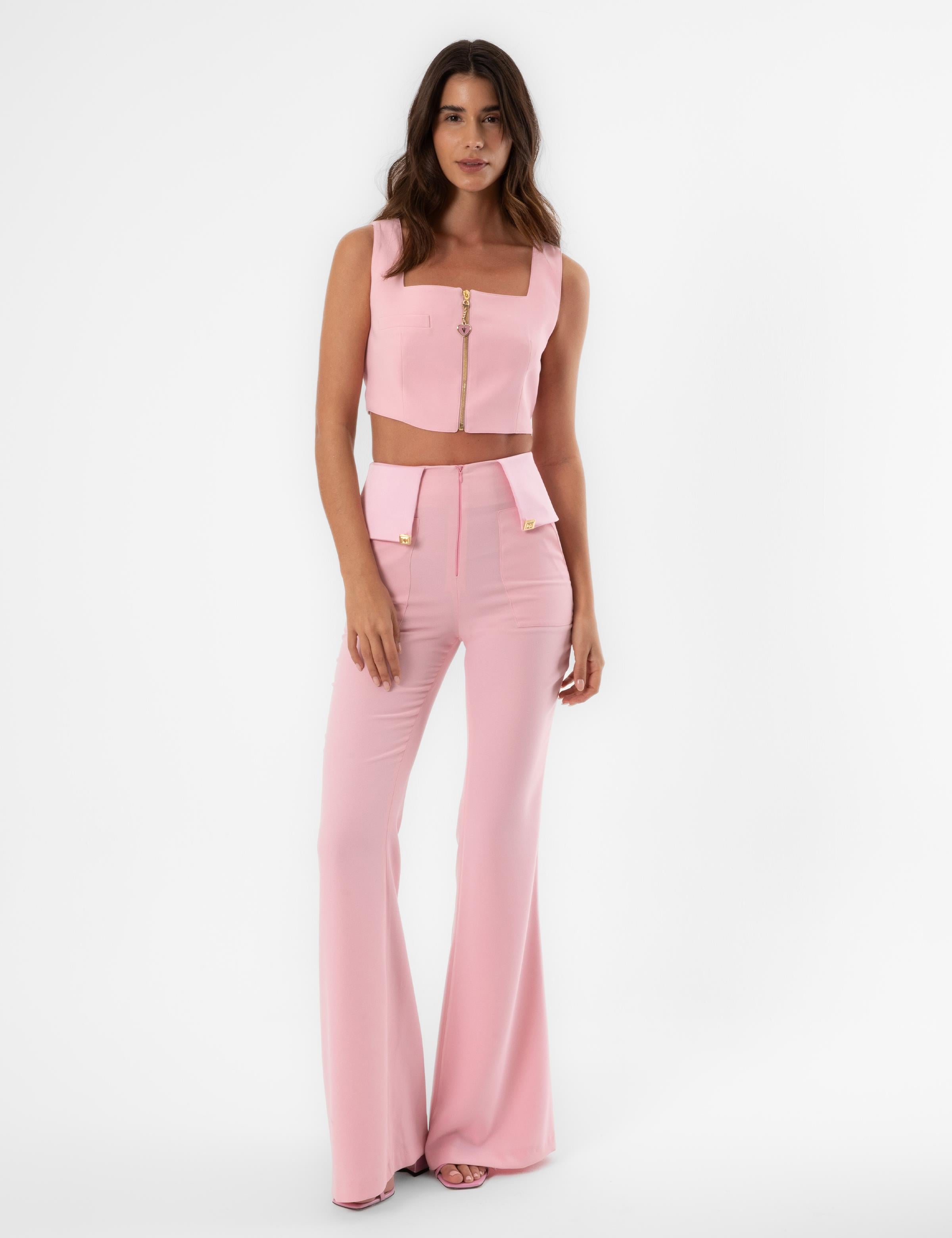 Jania Pink Women's Crop Blouse
