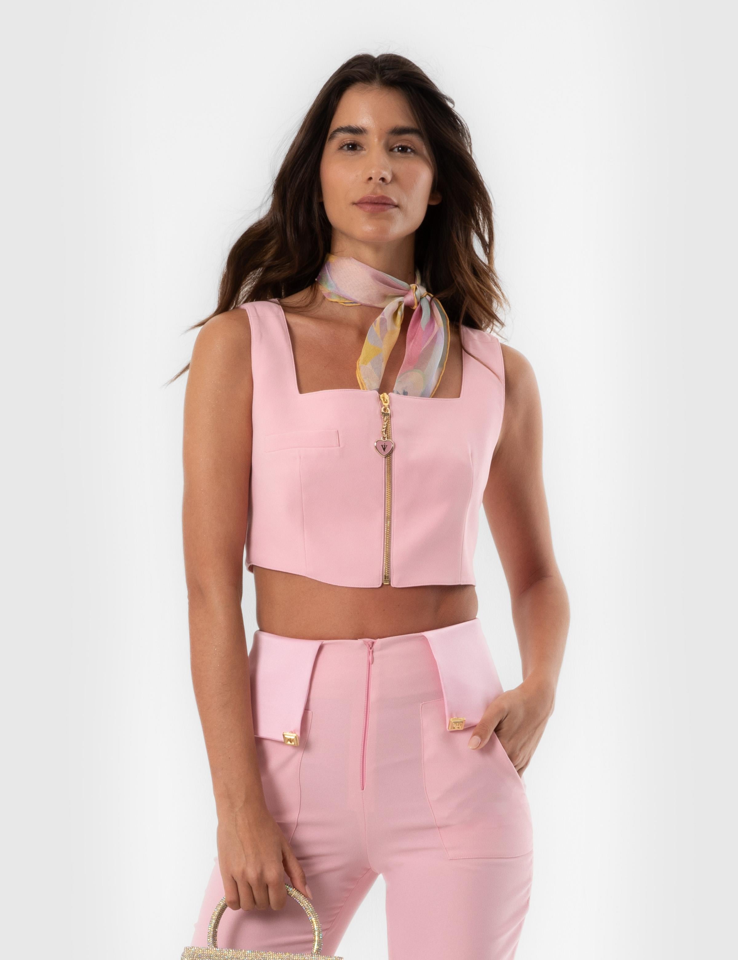 Jania Pink Women's Crop Blouse