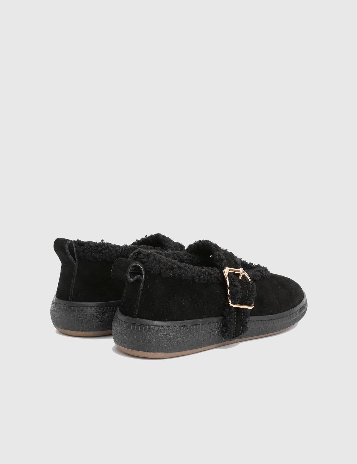 Janice Black Suede Leather Women's Ballerina