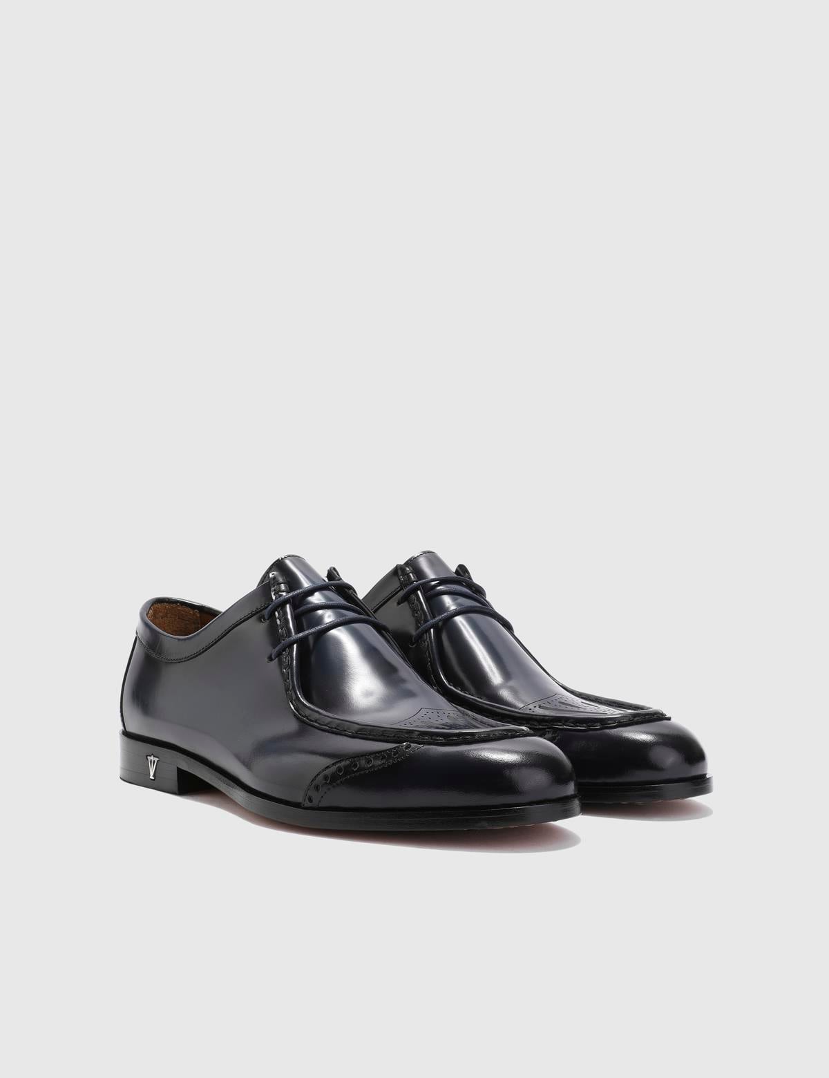 Johan Navy Blue Florentic Leather Men's Classic Shoe