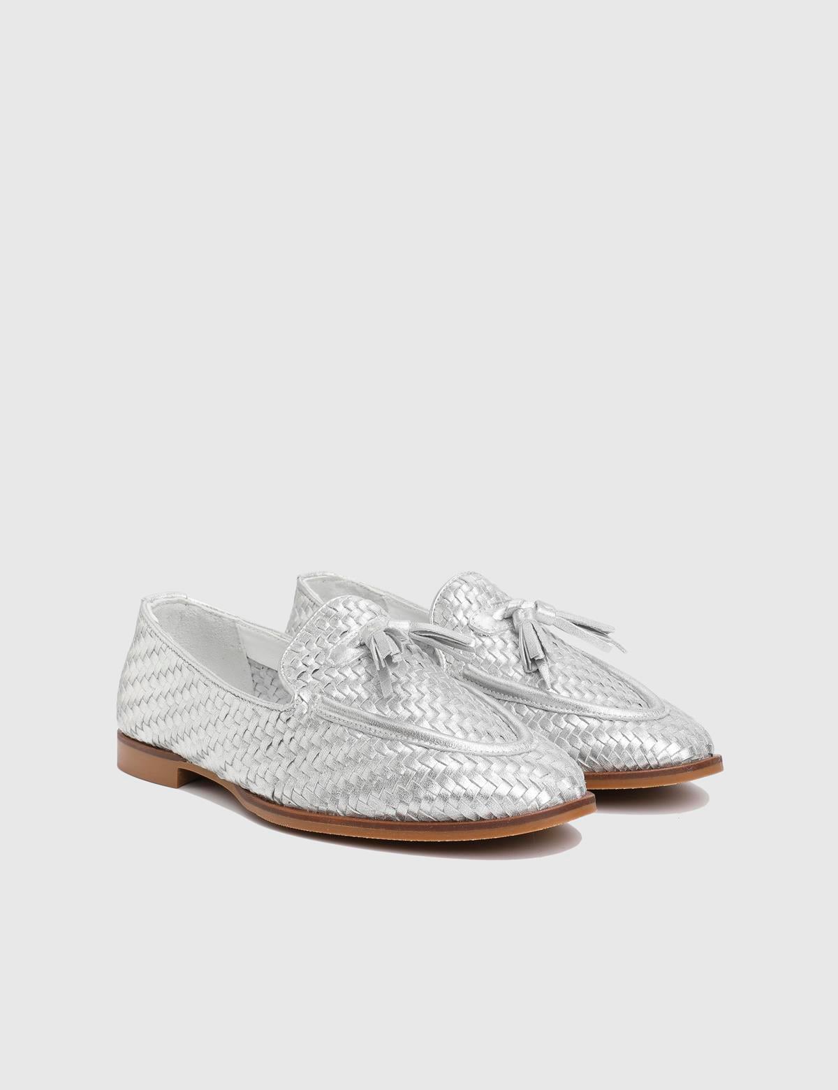 Josie Silver Woven Leather Women's Loafer