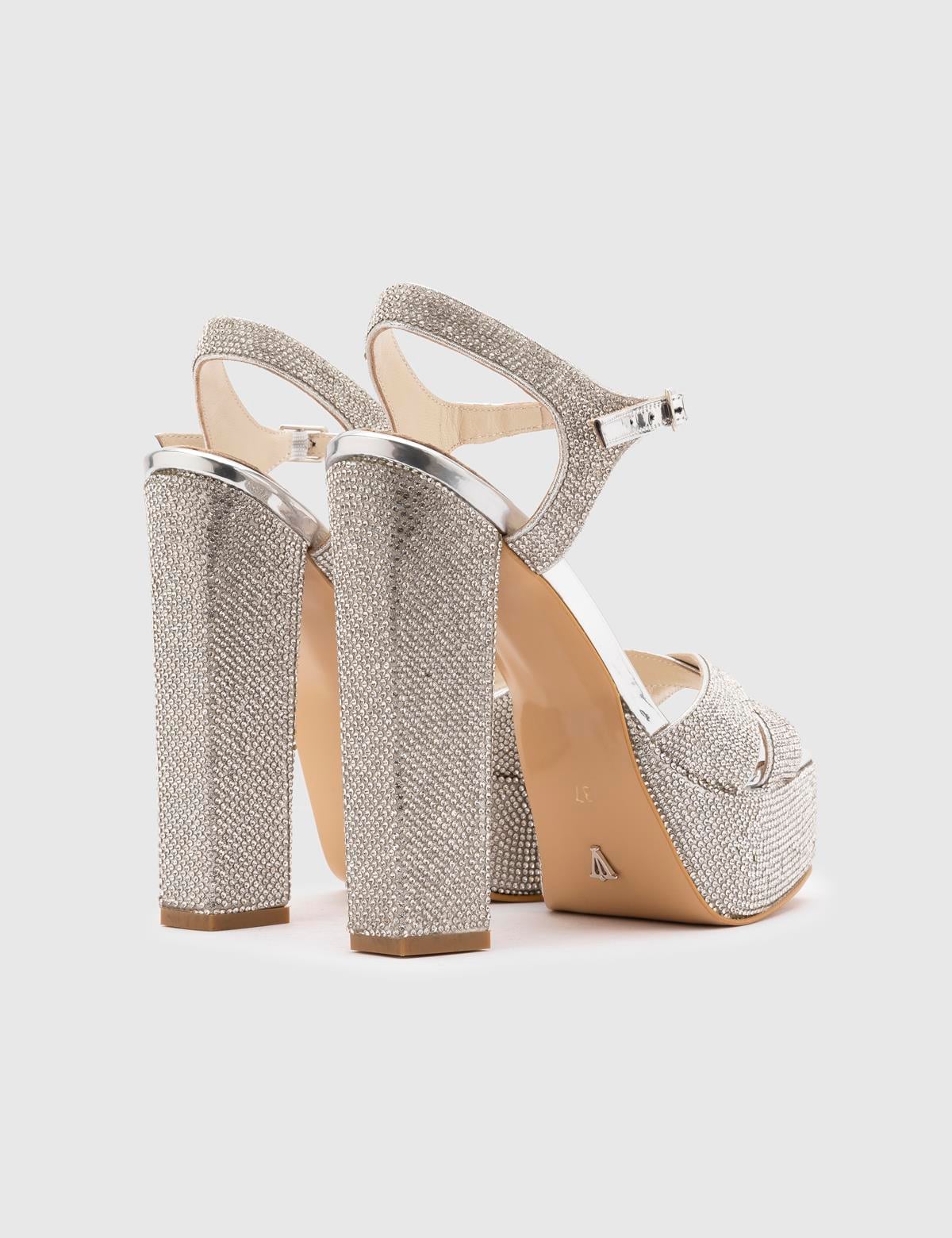 Jumana Silver Leather Women's Sandal with Stones