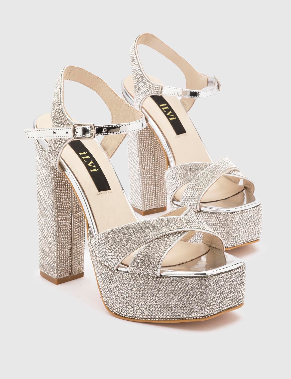 Jumana Silver Leather Women's Sandal with Stones