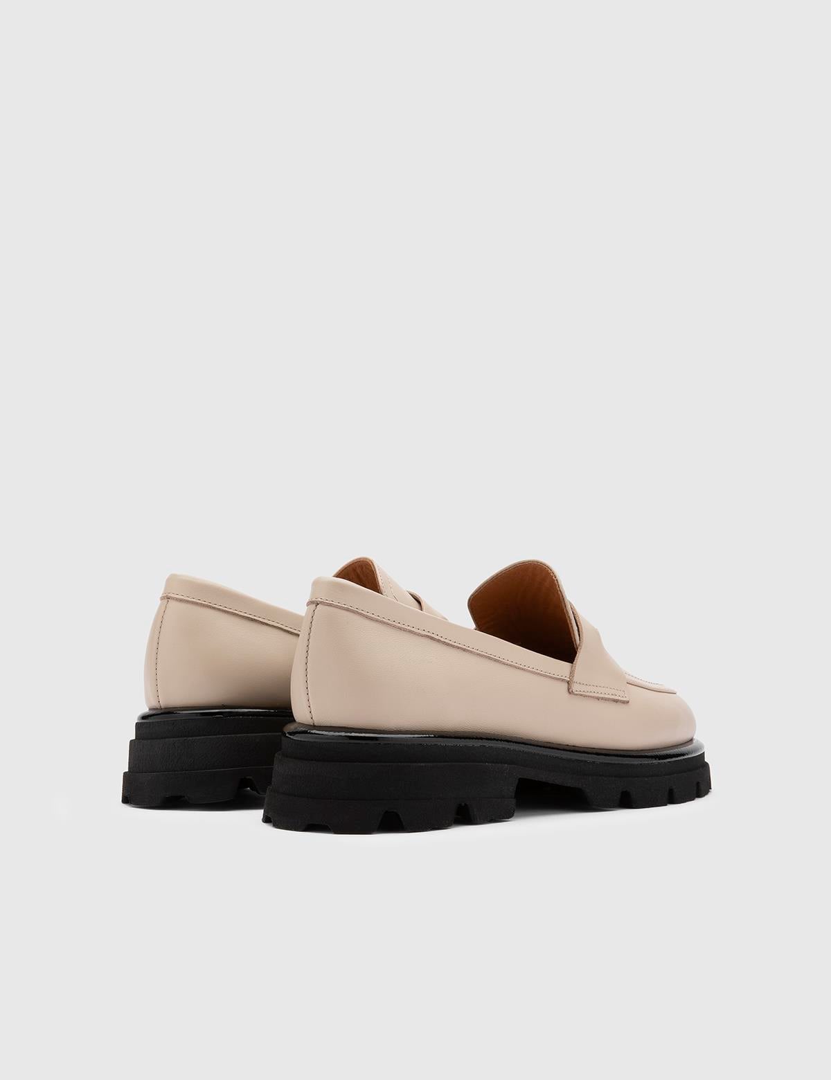 Junin Beige Leather Women's Loafer