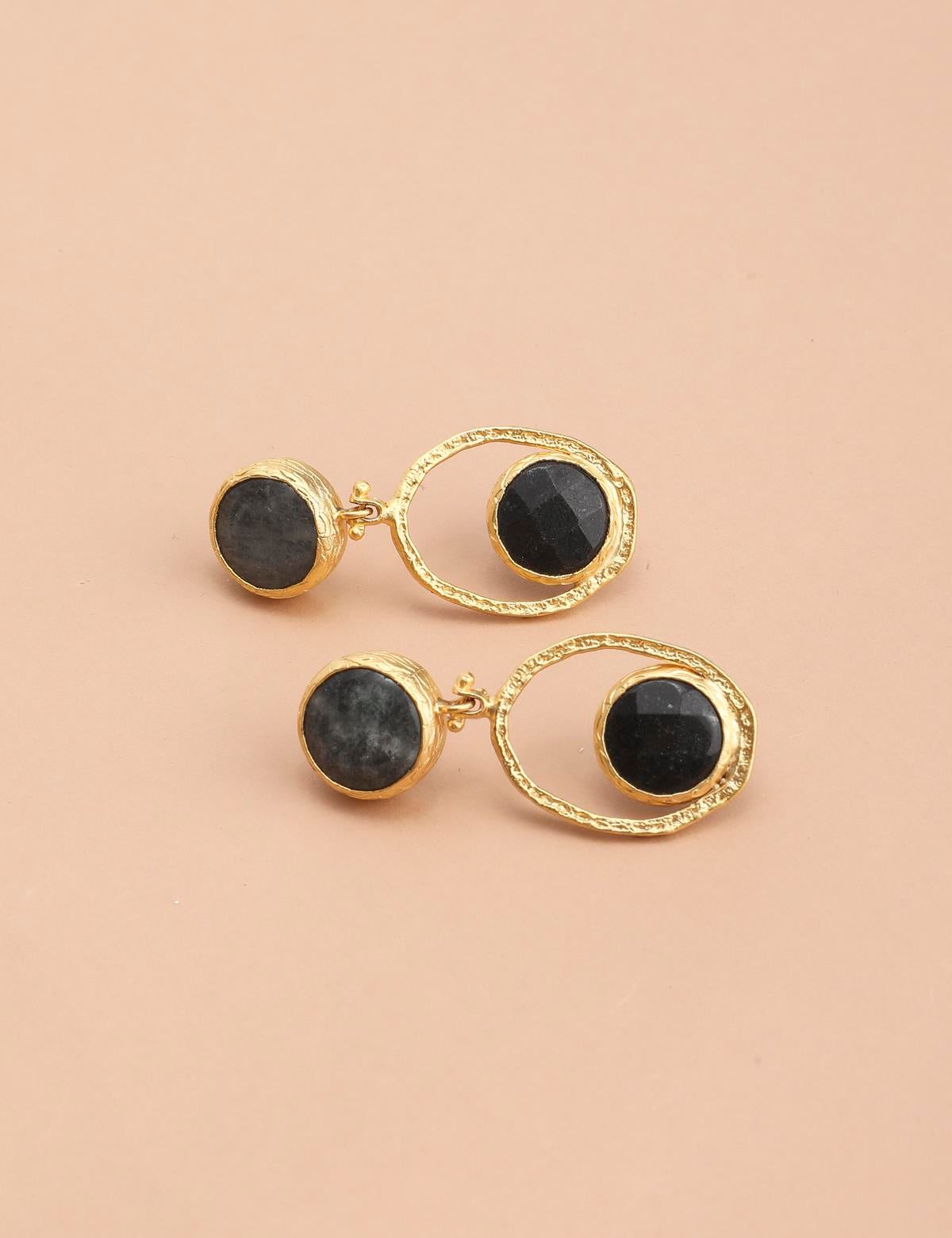 Kalin Gold Women's Earrings with Grey Stones