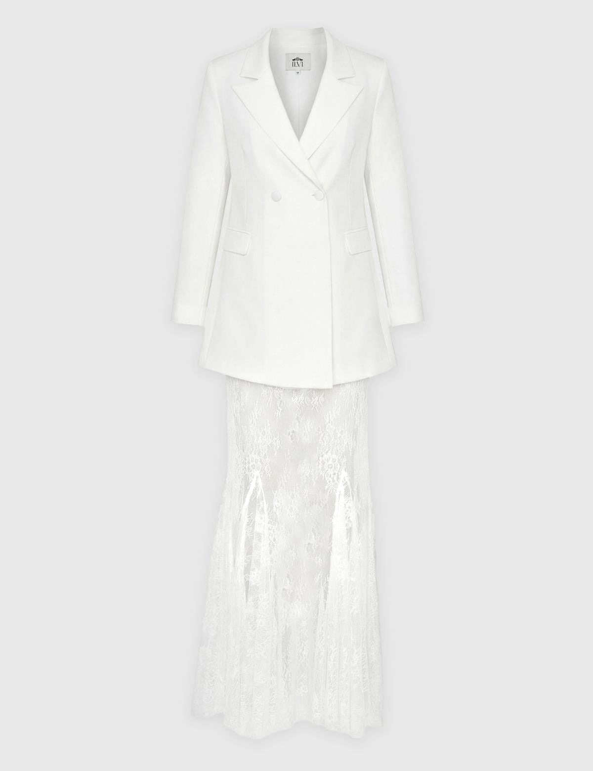 Klaudi White Women's Jacket and Skirt Set