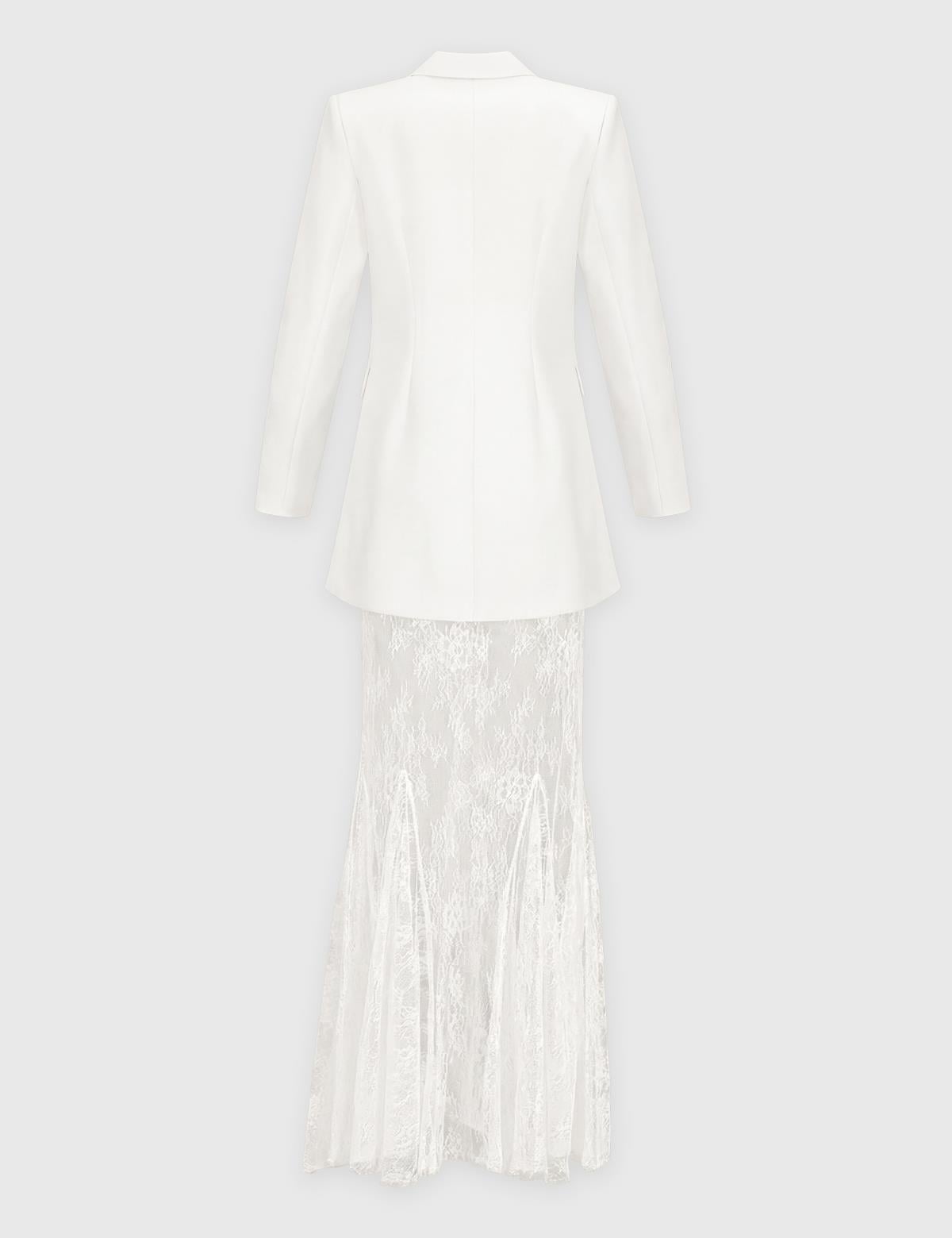 Klaudi White Women's Jacket and Skirt Set
