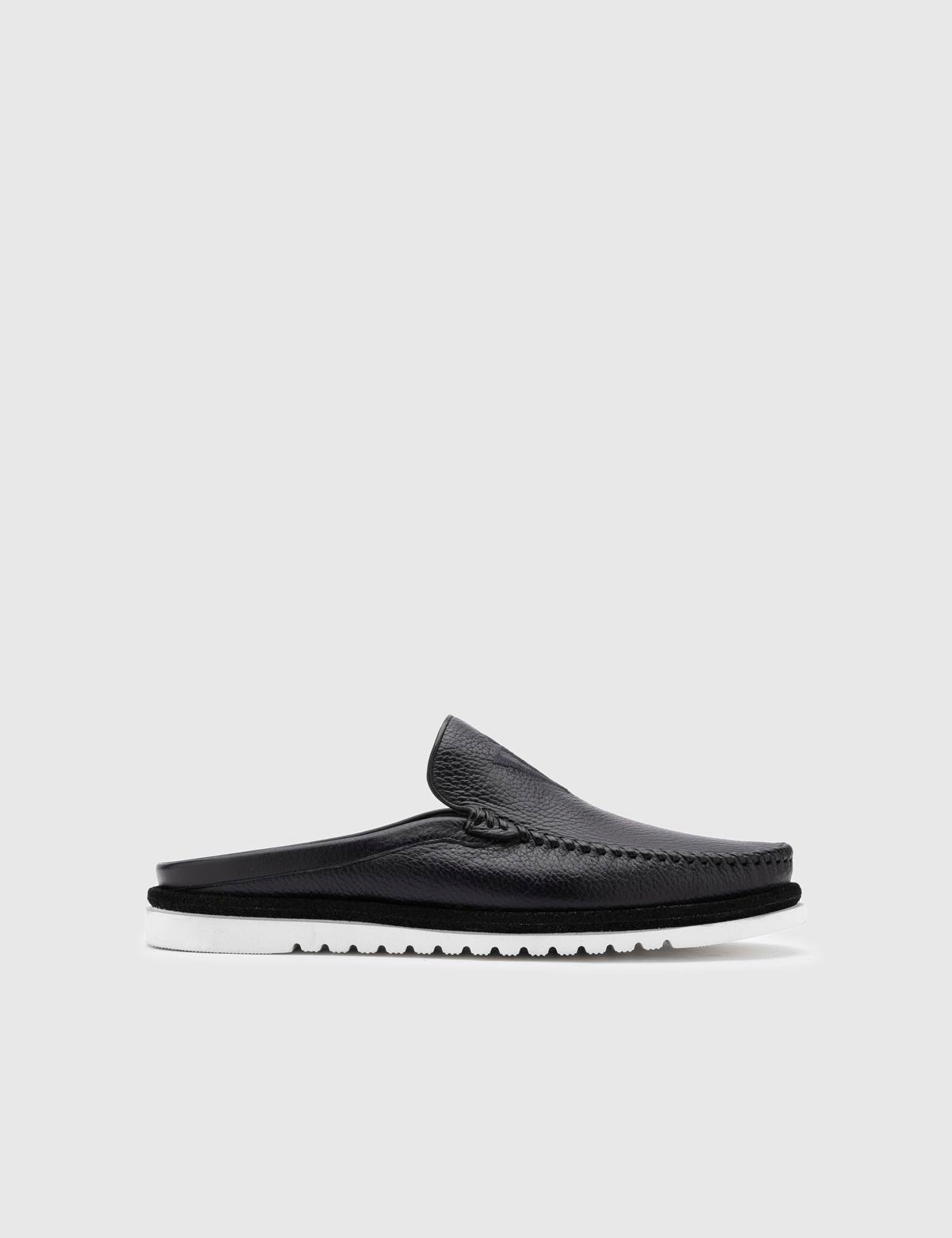 Konsa Navy Blue Floater Leather Men's Slipper
