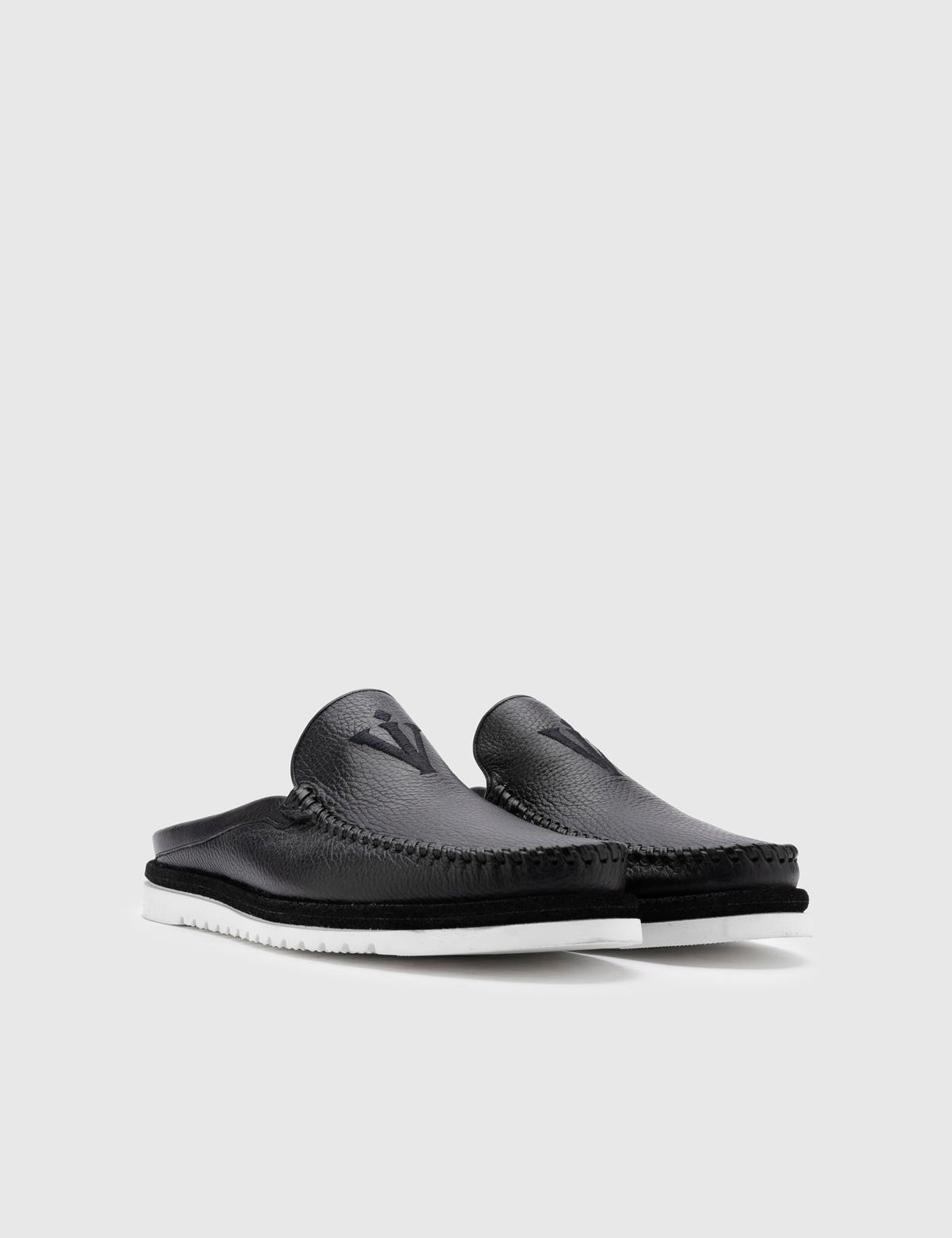 Konsa Navy Blue Floater Leather Men's Slipper