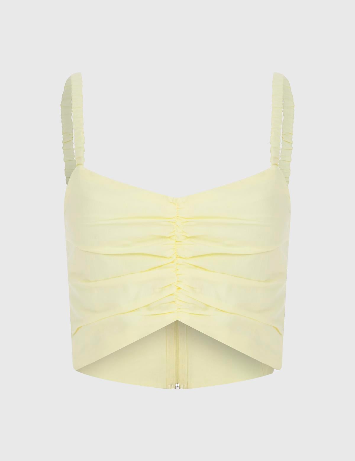 Lacie Yellow Women's Crop Blouse and Skirt Set