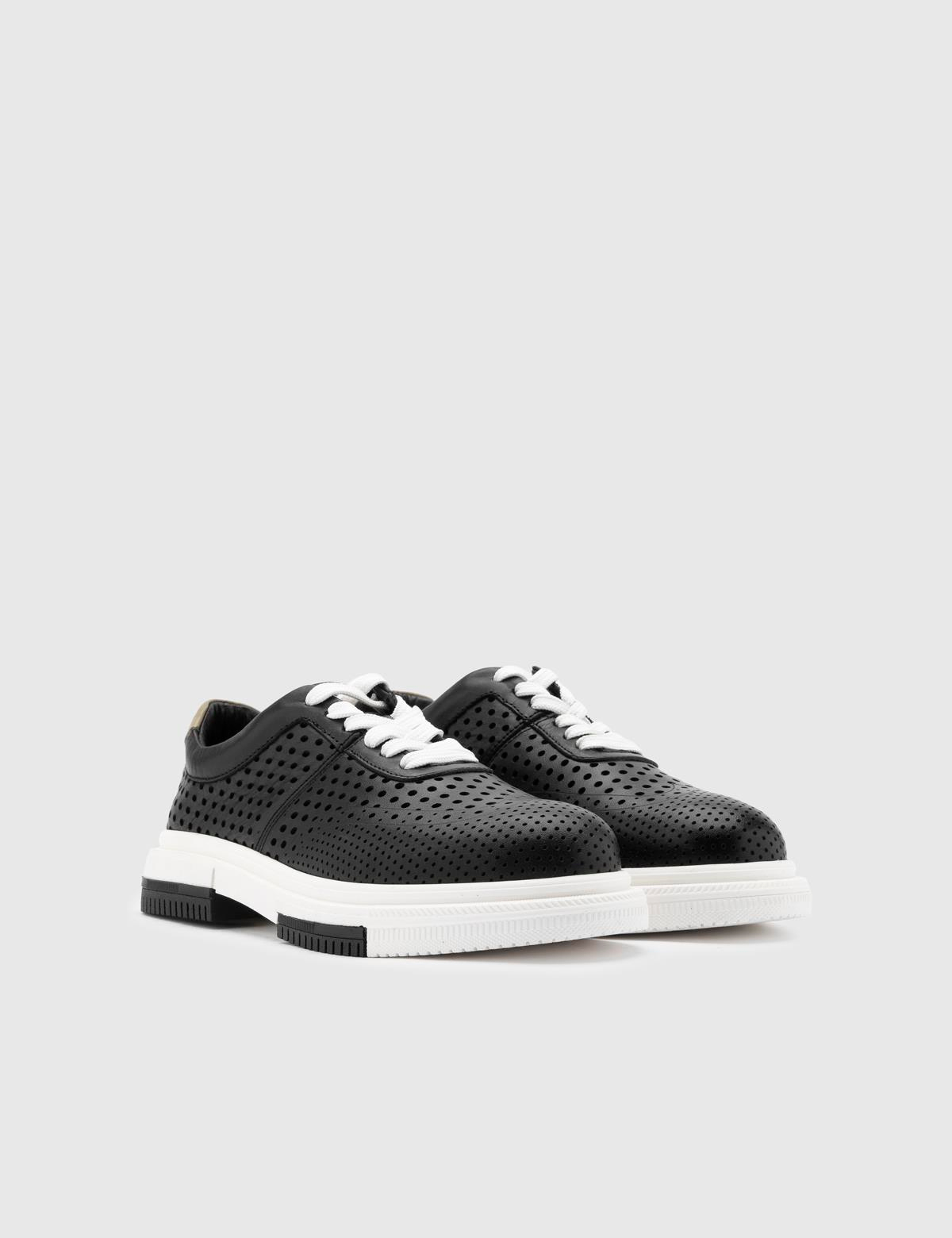 Lamilla Black Leather Women's Oxford