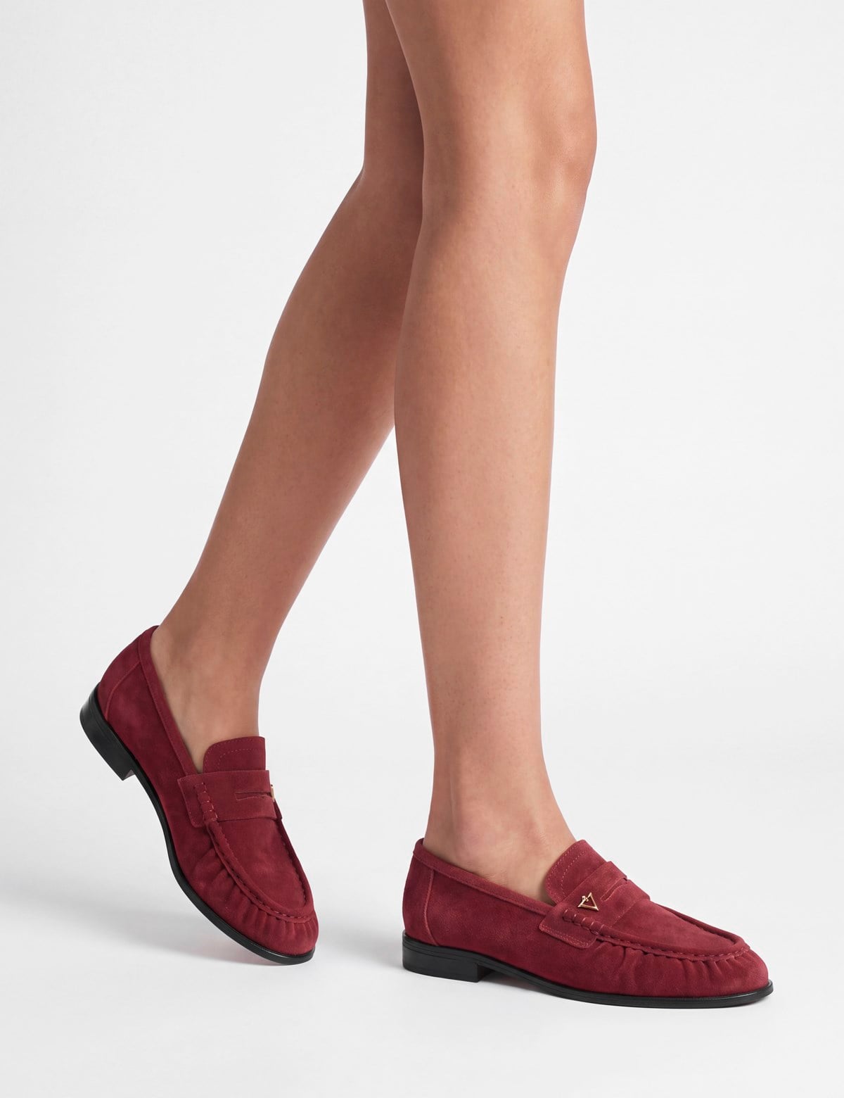 Layla Hakiki Süet Kadın Bordo Loafer