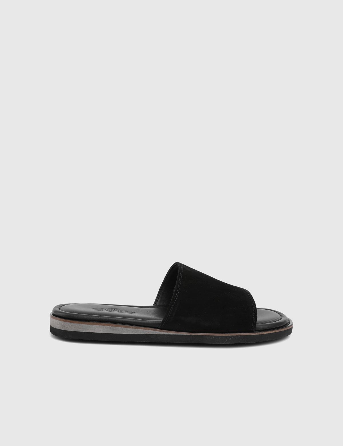 Lazare Black Suede Leather Men's Slide