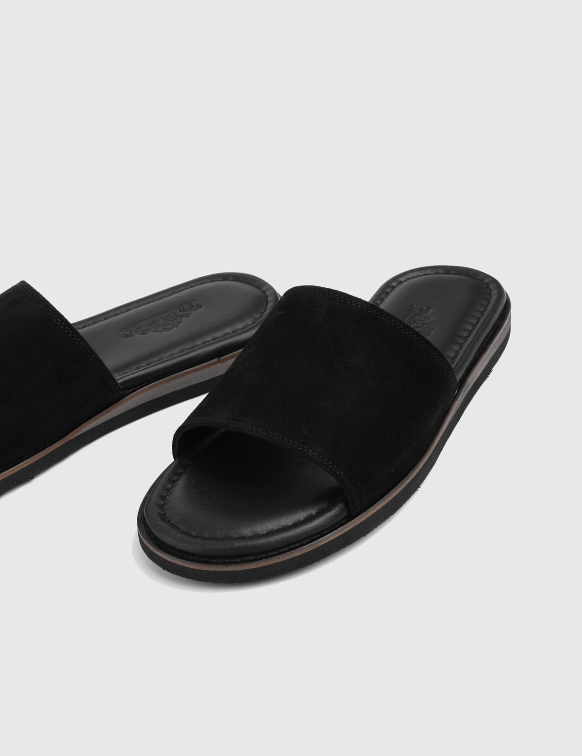 Lazare Black Suede Leather Men's Slide