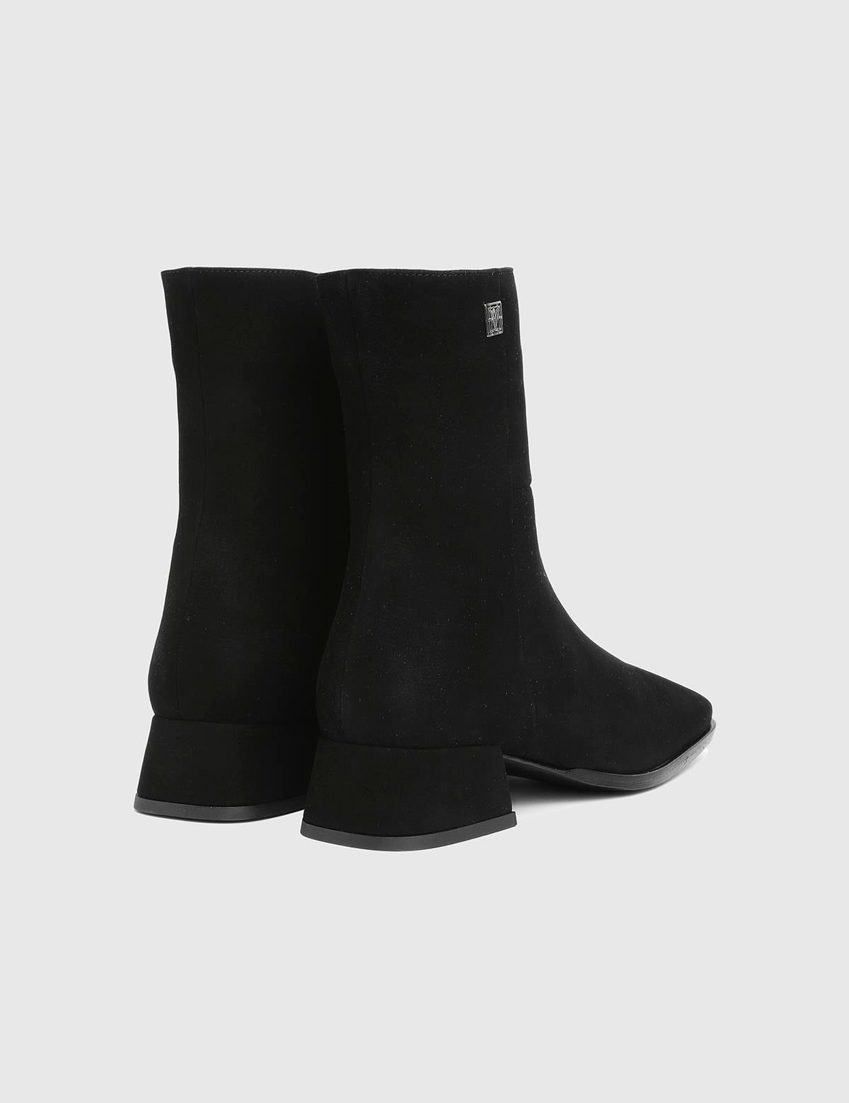 Leila Black Suede Leather Women's Heeled Boot