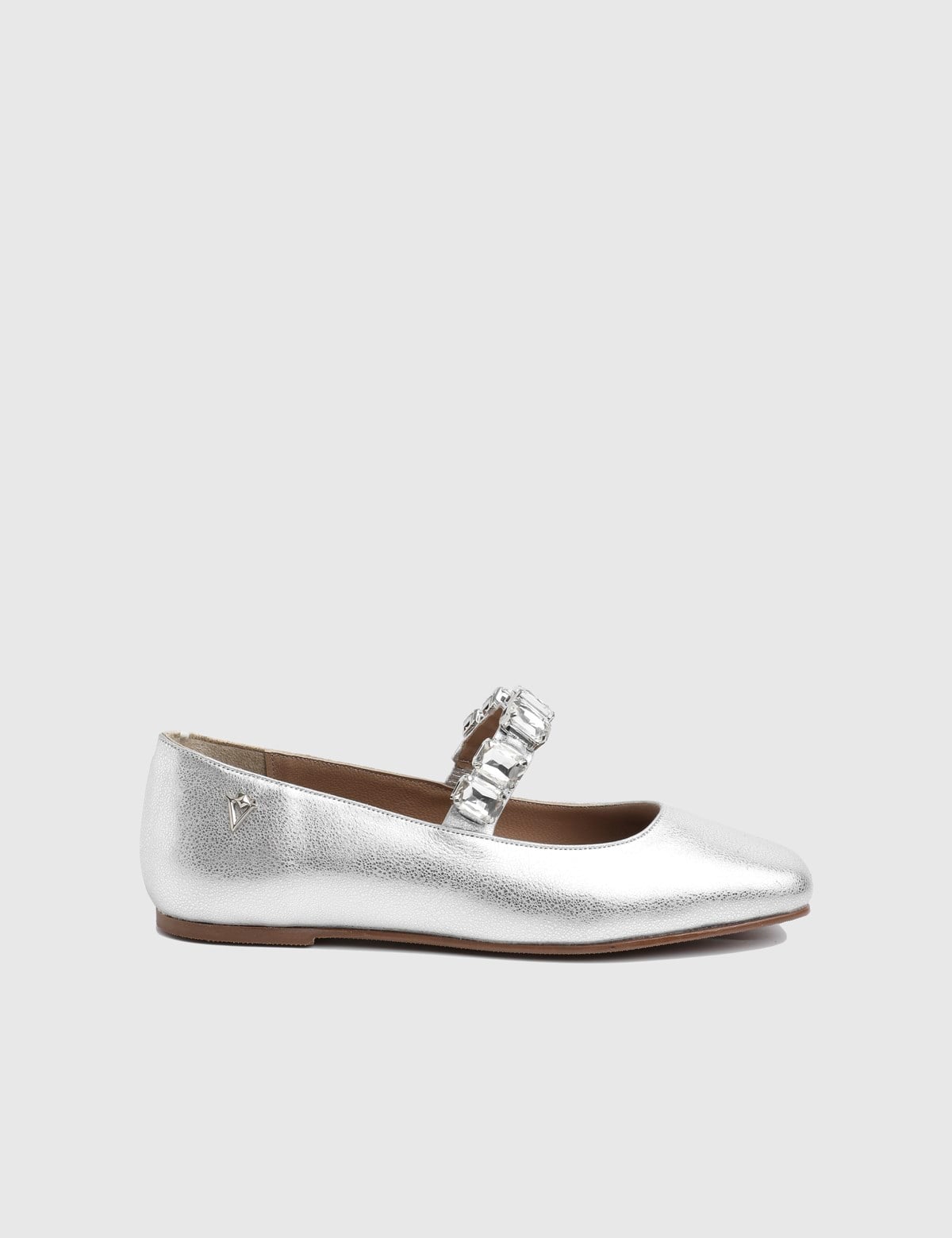 Lendia Silver Leather Women's Ballerina
