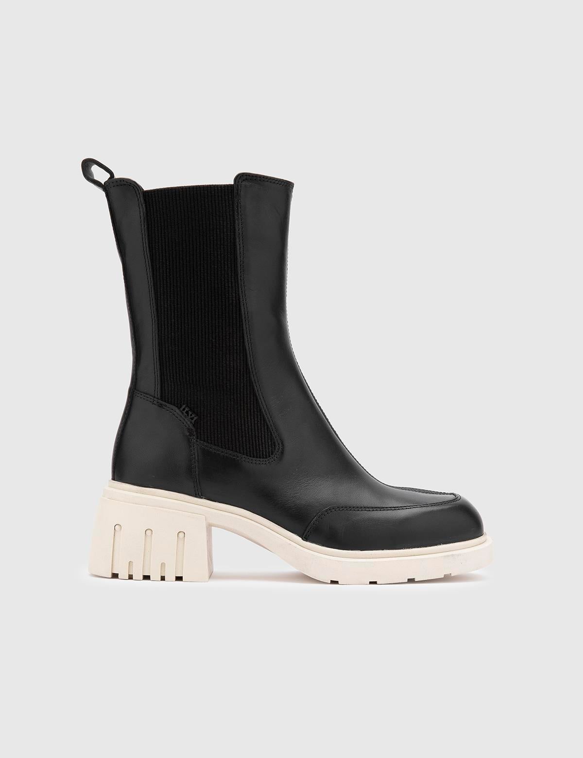 Letha Black Leather Women's Heeled Boot